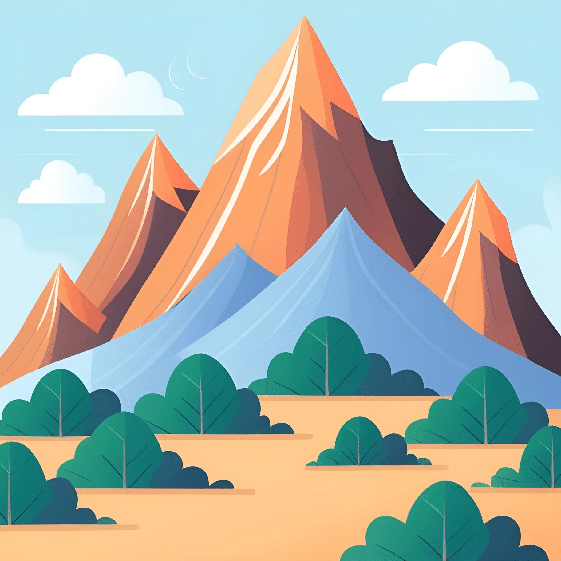 Styleized Vector Landscape Stylized Mountain Landscape - Free Download - AI Scribbles