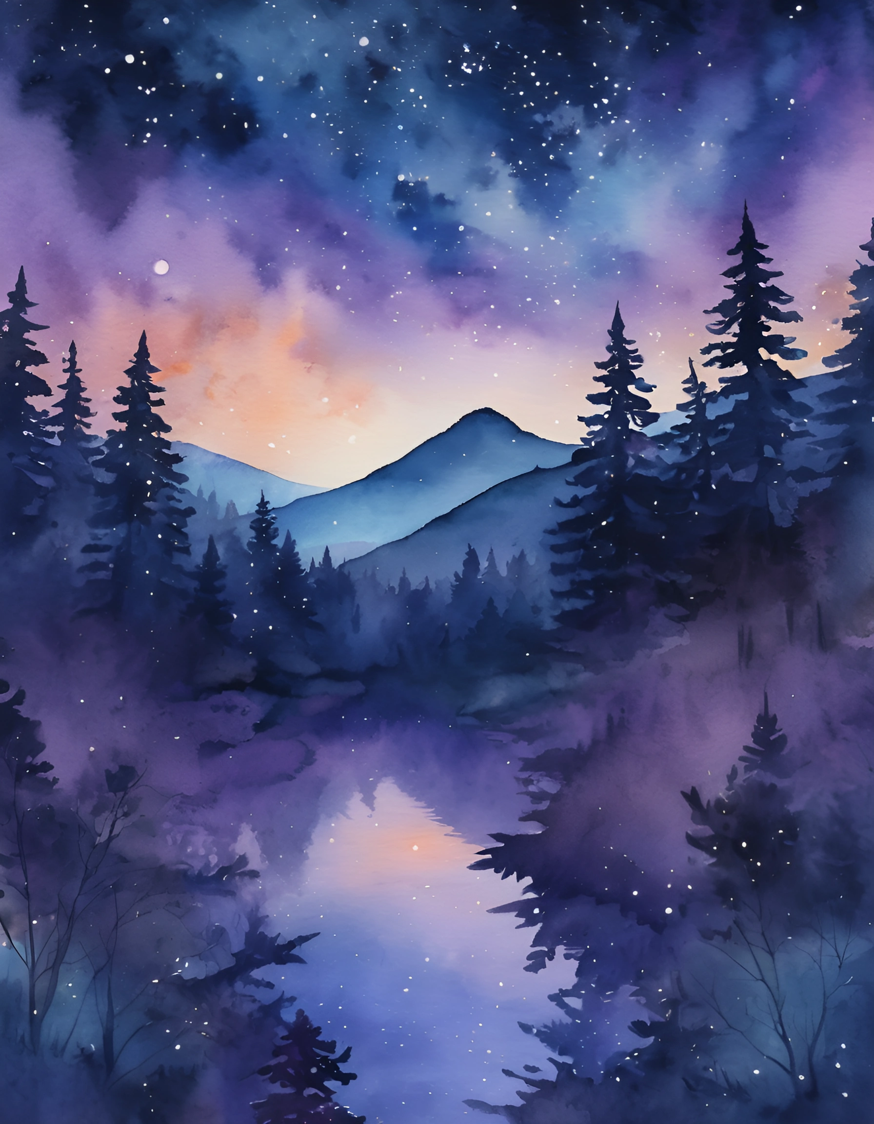 Serene Watercolor Mountain Landscape - Free Download - AI Scribbles