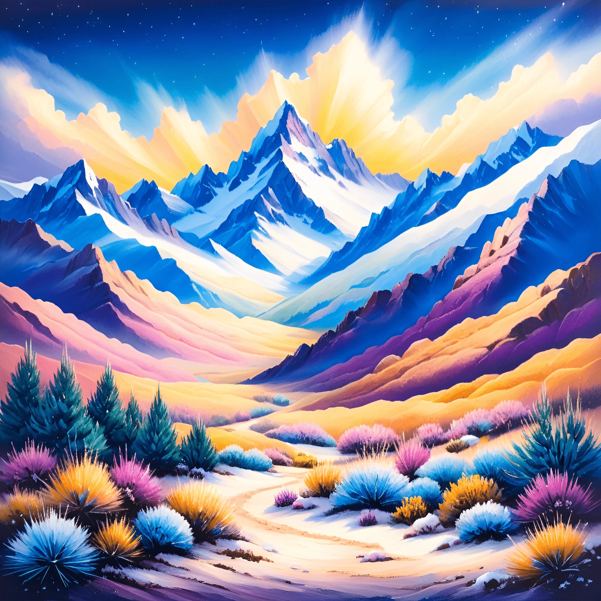 Colorful Mountain Landscape - Free Download - AI Scribbles