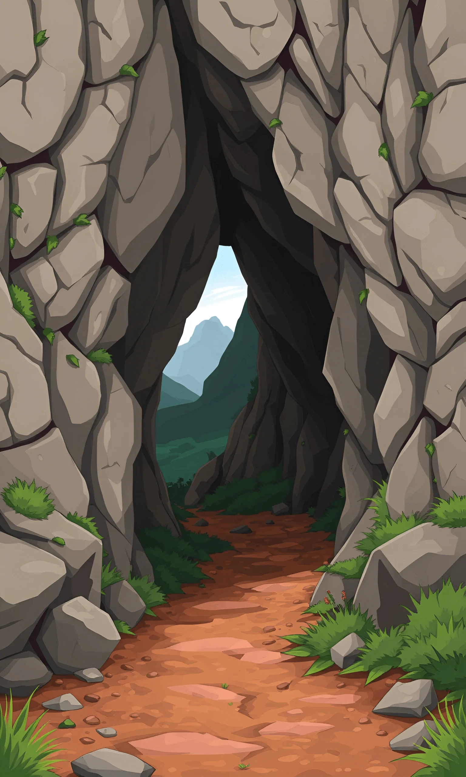 Mountain Cave Entrance with Rugged Path - Free Download - AI Scribbles