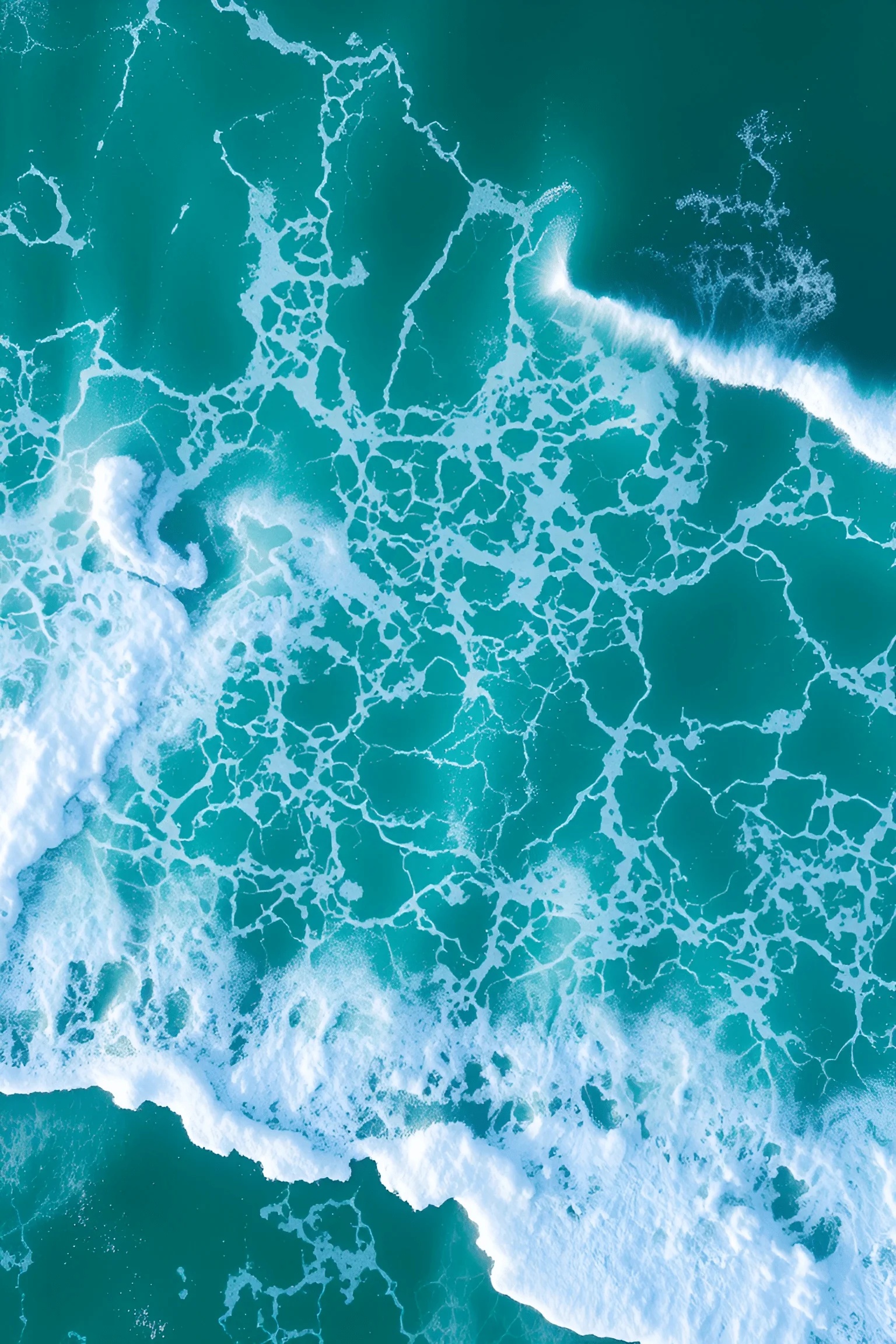 Aerial View of Turquoise Ocean Waves with Sea Foam Patterns - Free ...
