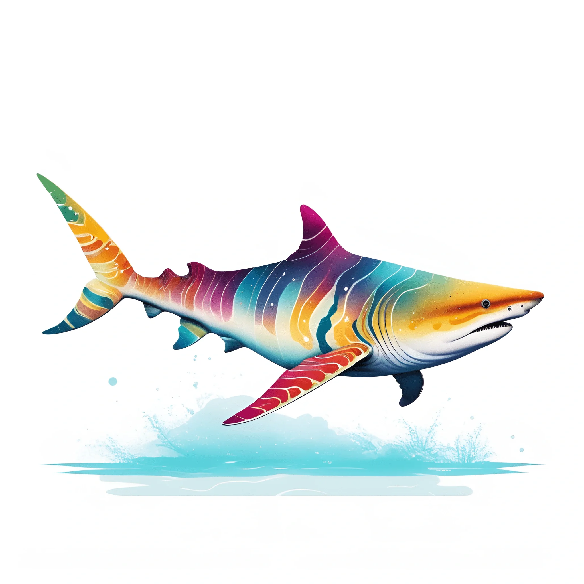 Colorful Shark Illustration - Free Download - AI Scribbles