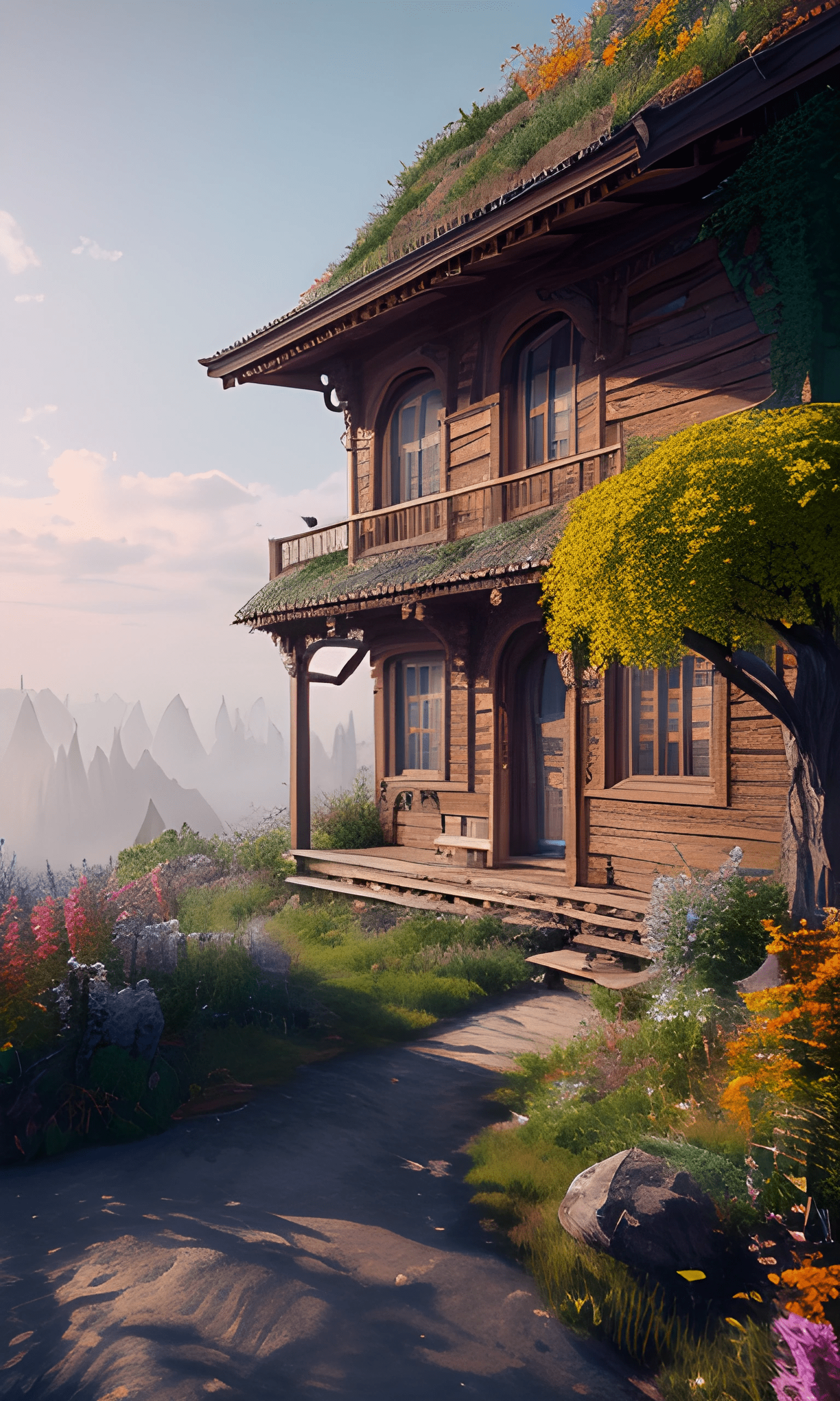Charming Wooden Cottage in Enchanted Landscape - Free Download - AI ...