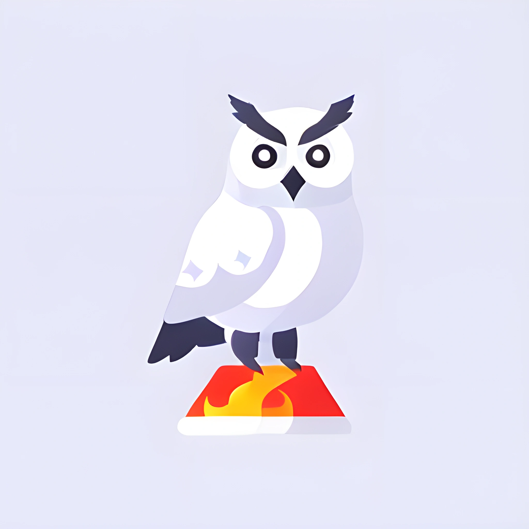 a white owl sitting on a red object