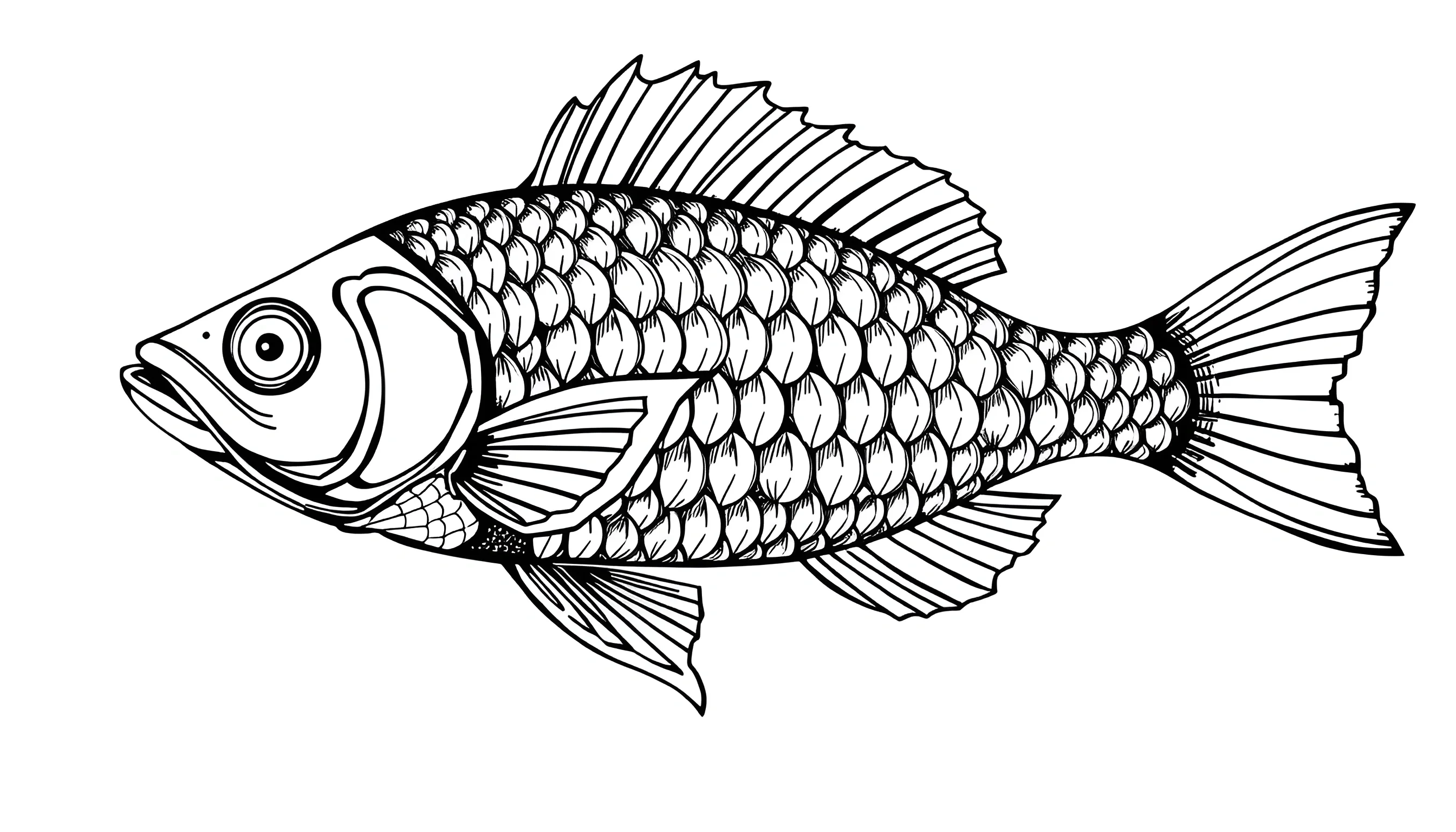Detailed Black and White Illustration of Freshwater Fish - Free ...