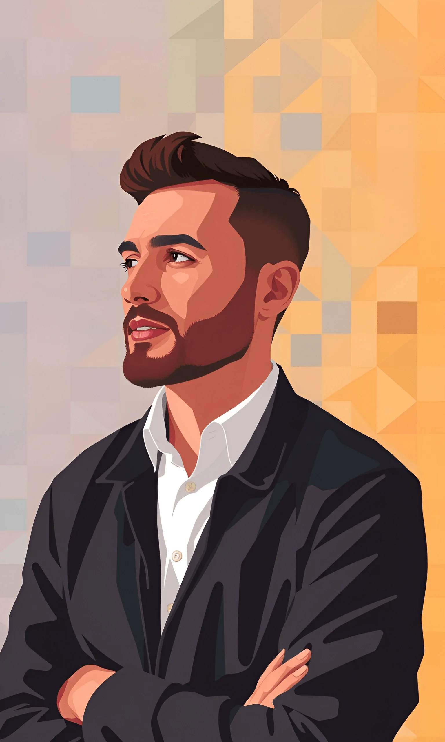 Confident Man Vector Portrait of a Confident Man in Vector Style - Free Download - AI Scribbles