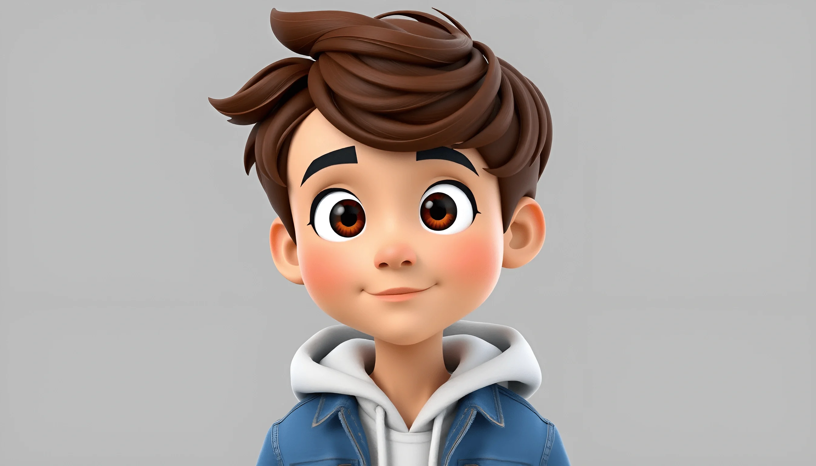 3D Cartoon Boy With Brown Hair And Denim Jacket - Free Download - AI ...