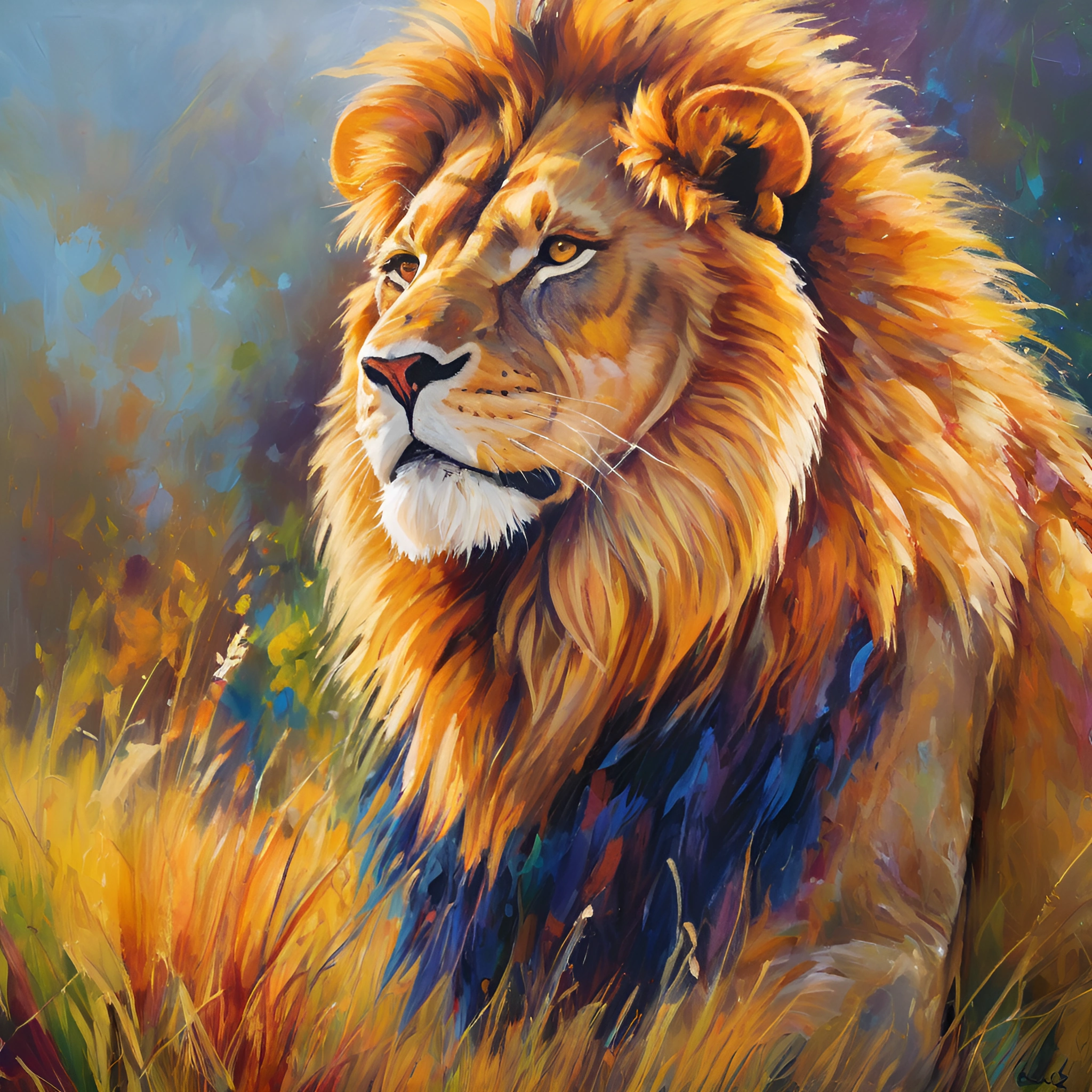 Majestic Lion Portrait in Vibrant Colors - Free Download - AI Scribbles