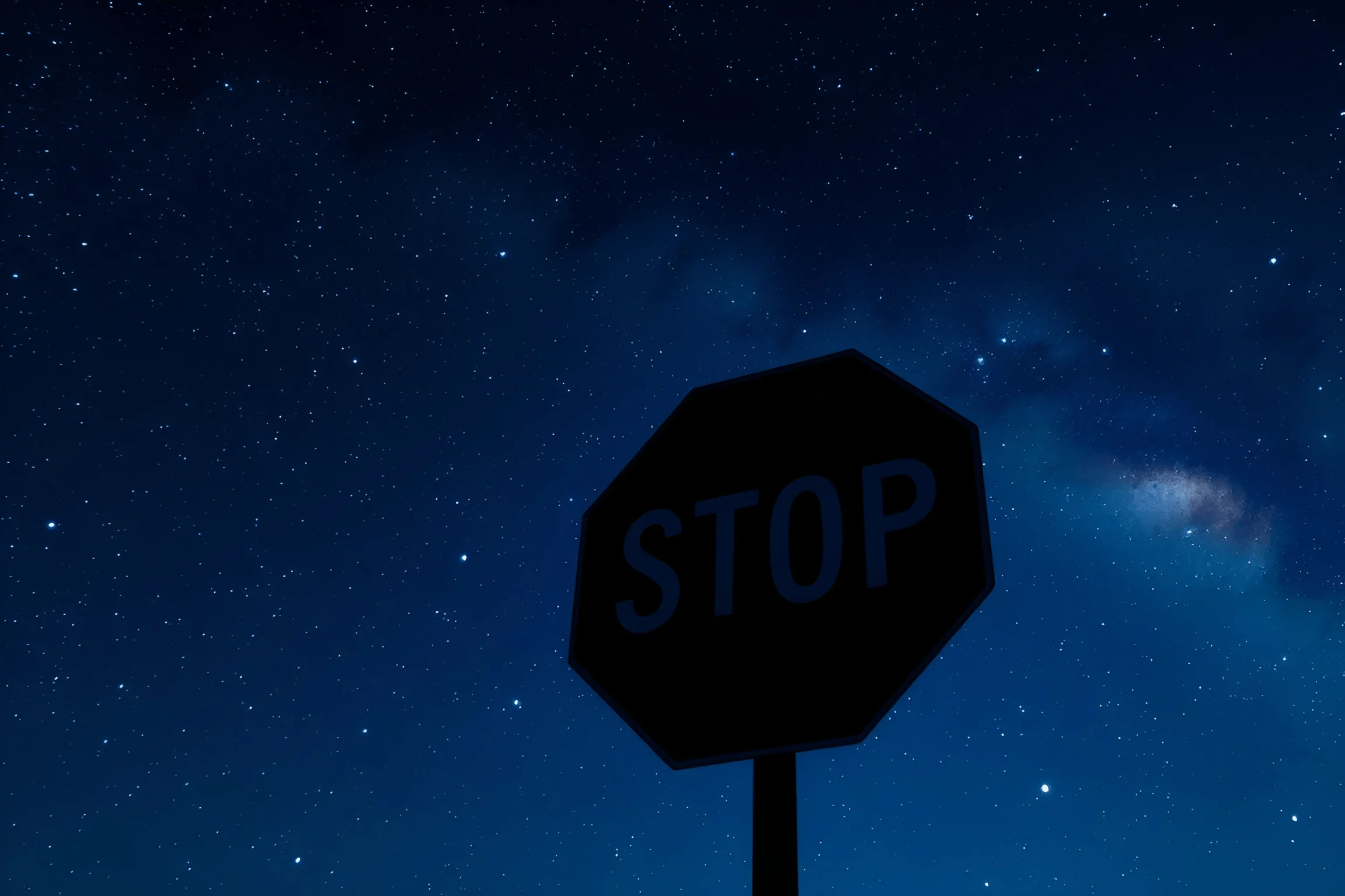 Stop Sign Silhouette Against Starry Night Sky - Free Download - AI ...