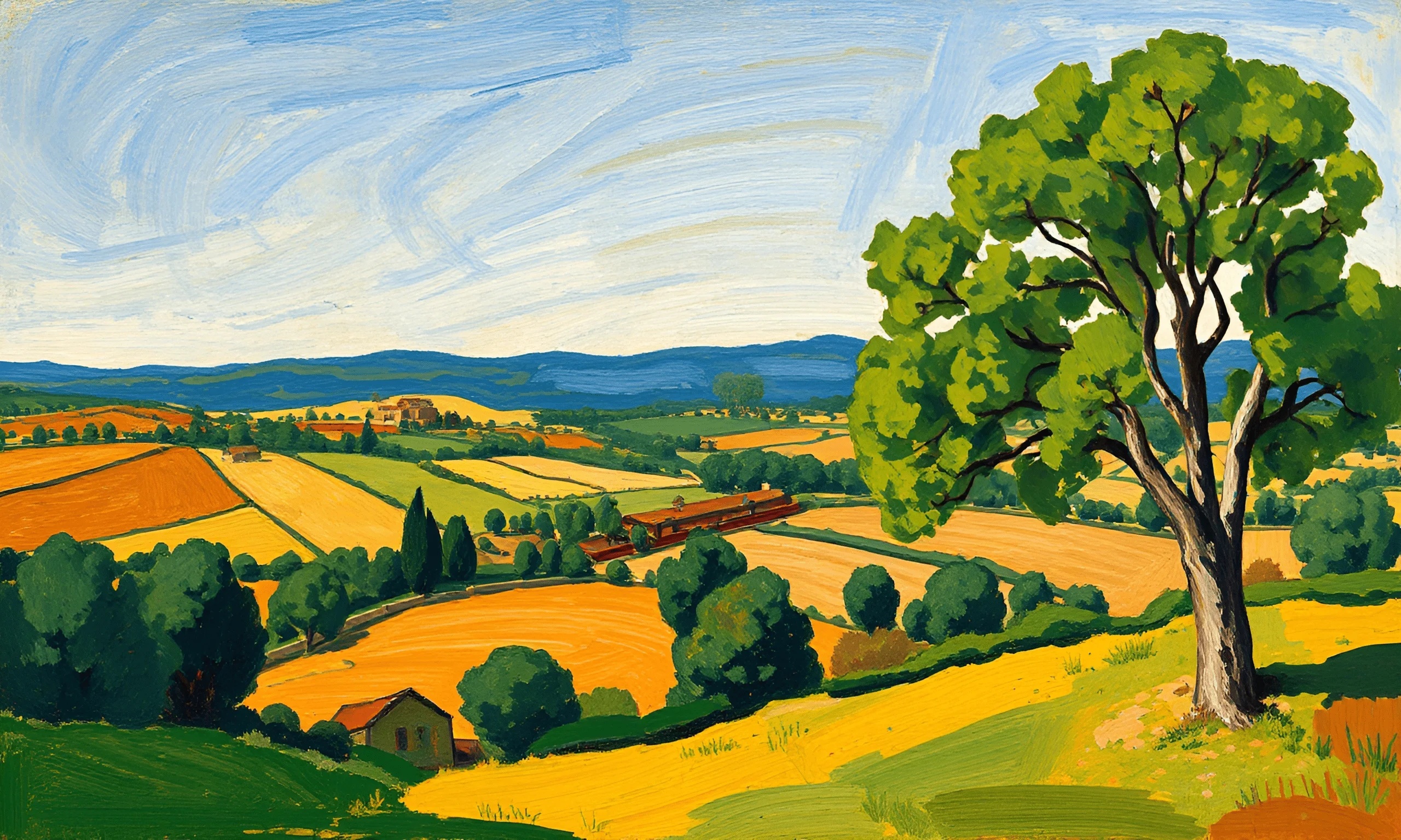 Colorful Countryside Landscape Painting - Free Download - AI Scribbles