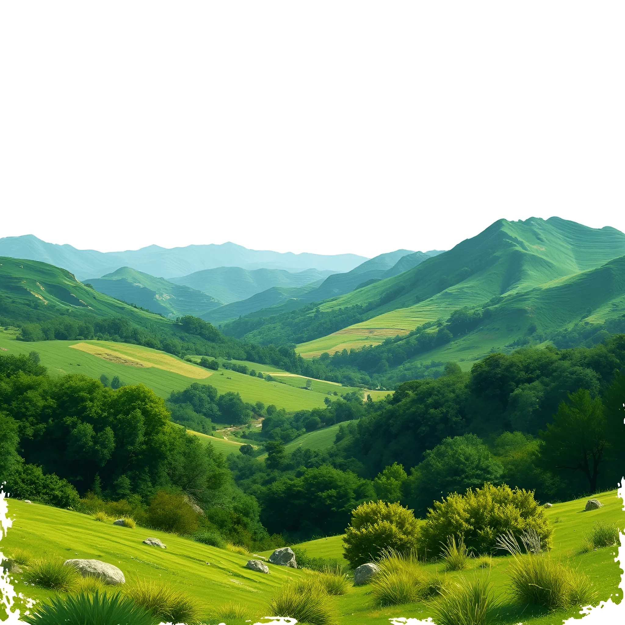 Green Mountain Valley Landscape - Free Download - AI Scribbles