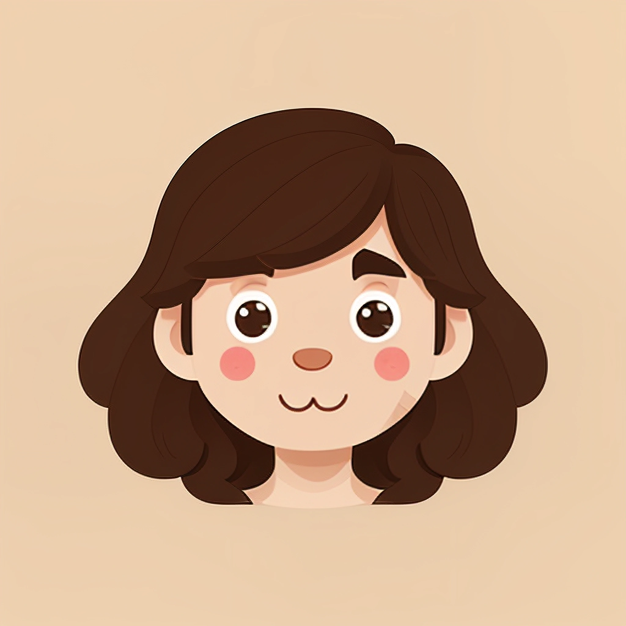 cartoon girl with brown hair and pink cheeks