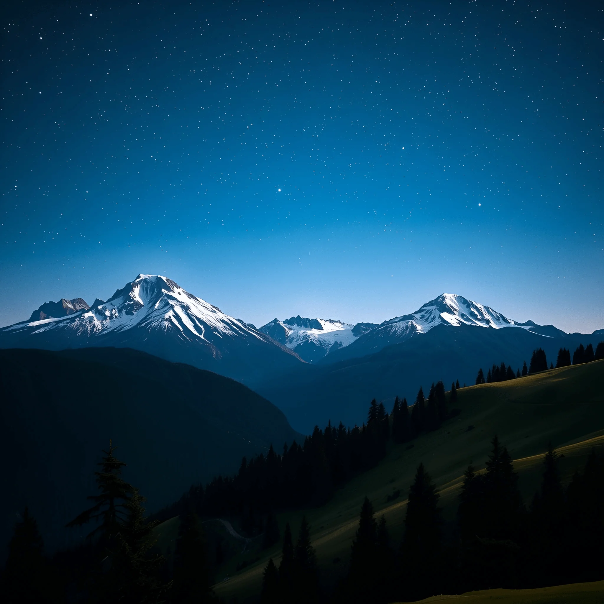 Snow-Covered Mountains Under Starry Night Sky - Free Download - AI ...