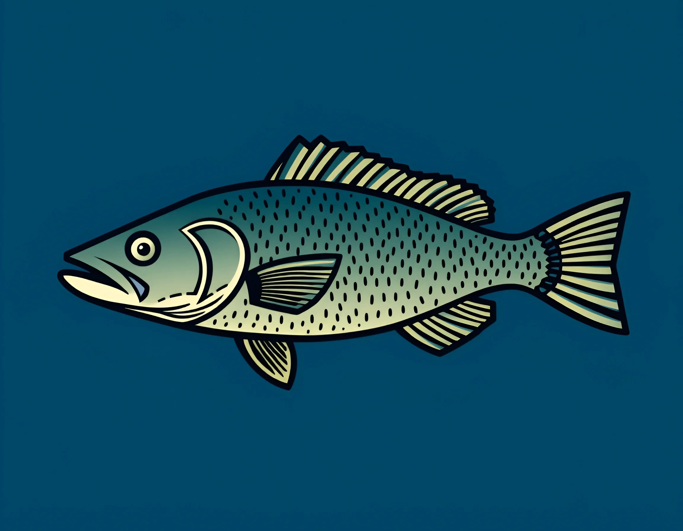 Illustrated Bass Fish - Free Download - AI Scribbles