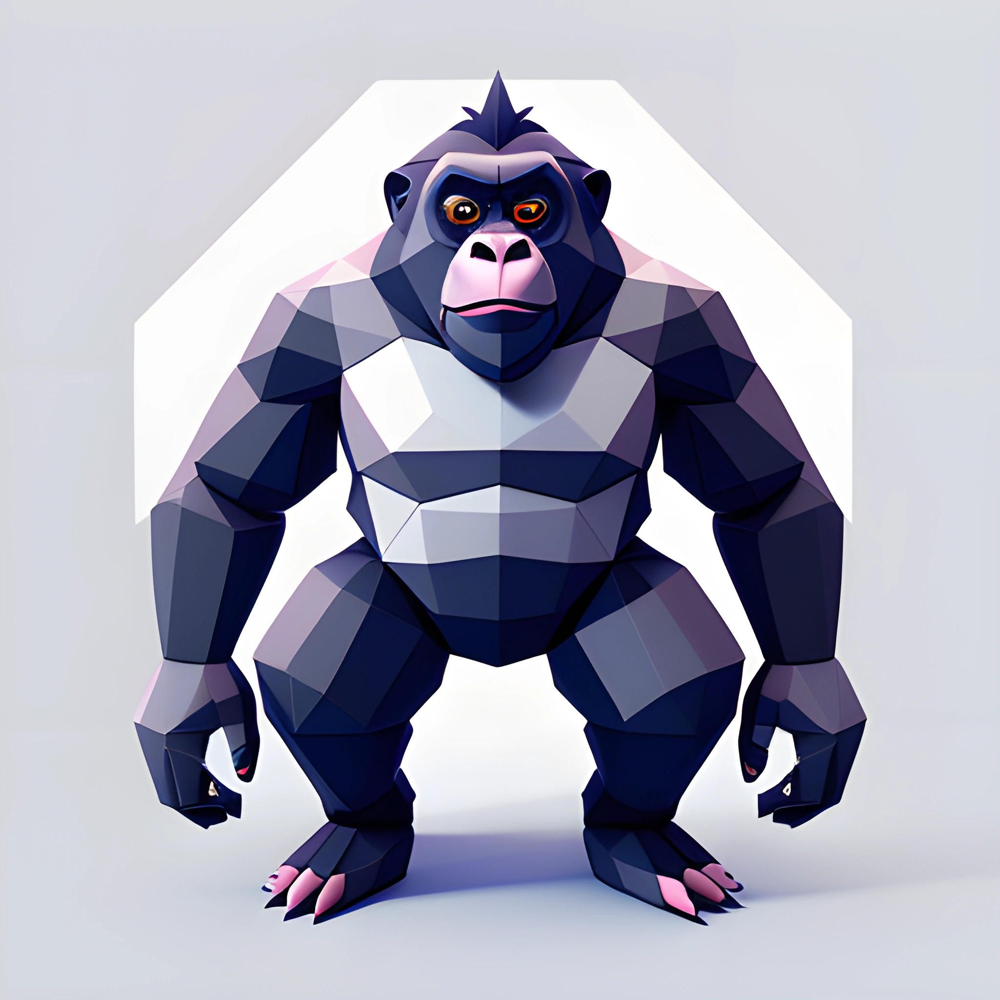 gorilla standing in front of a white background