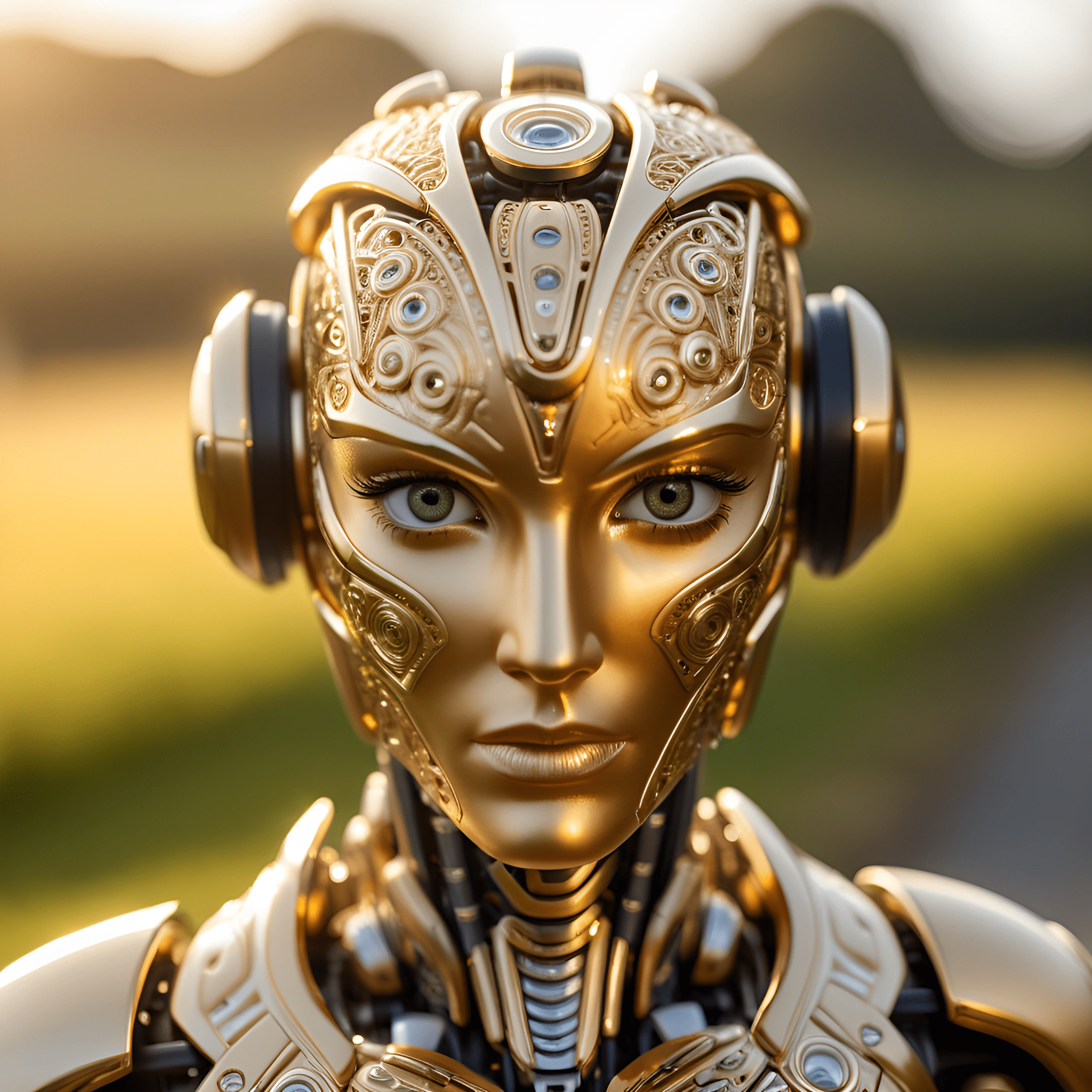 Futuristic Golden Android Portrait - Free Download - AI Scribbles