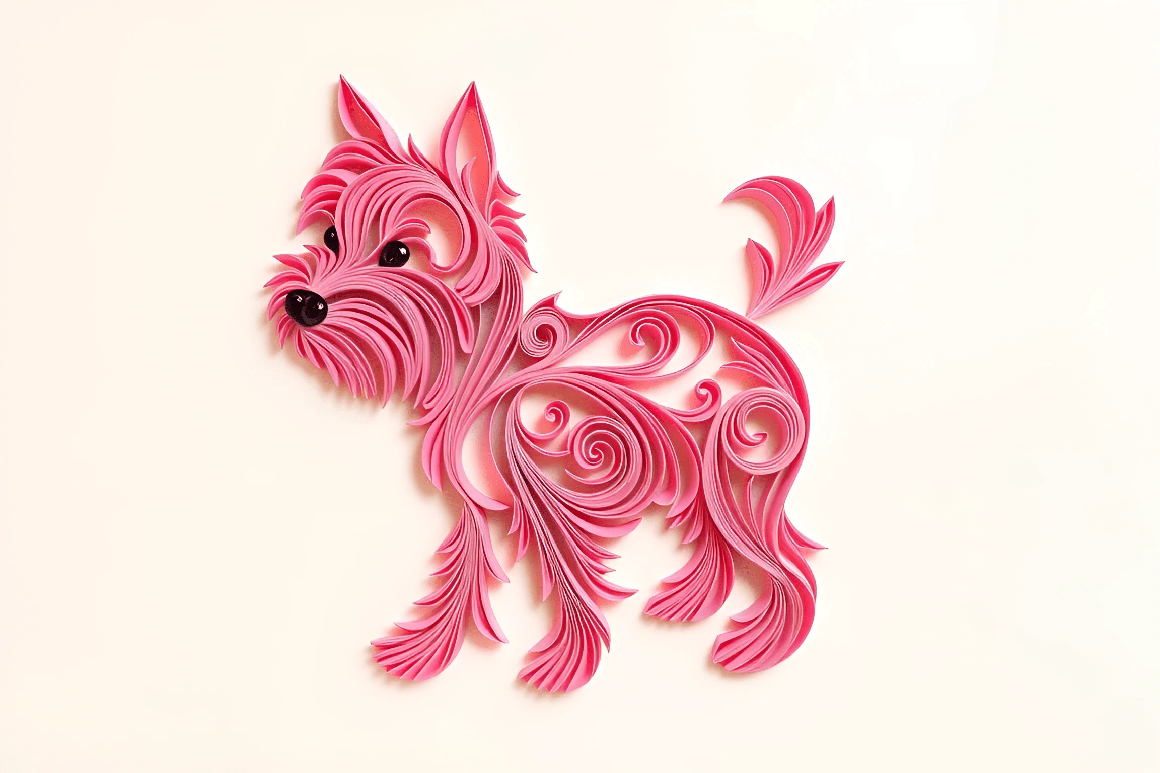 Pink Papercraft Dog Illustration - Free Download - AI Scribbles