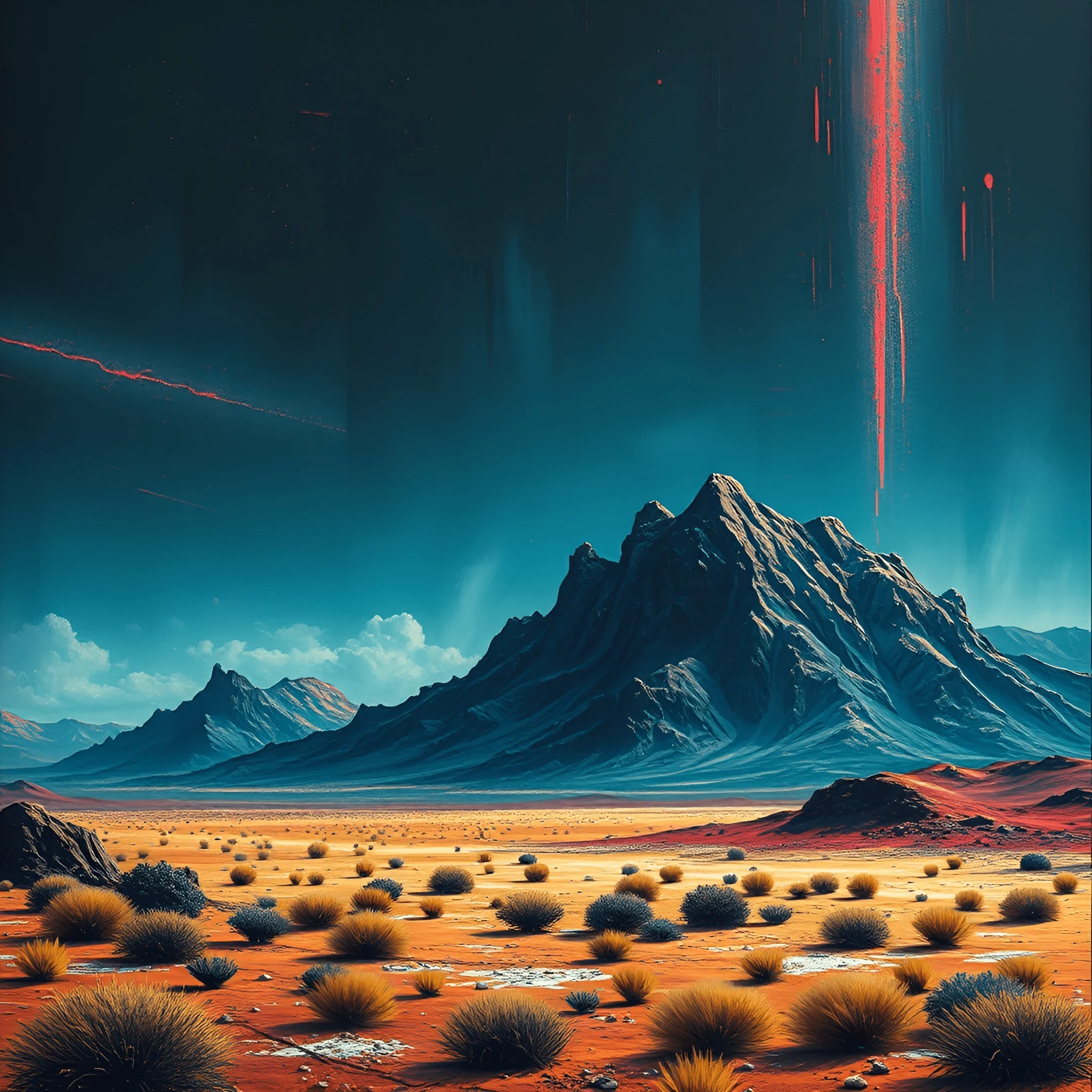 Futuristic Desert Landscape with Mountains - Free Download - AI Scribbles