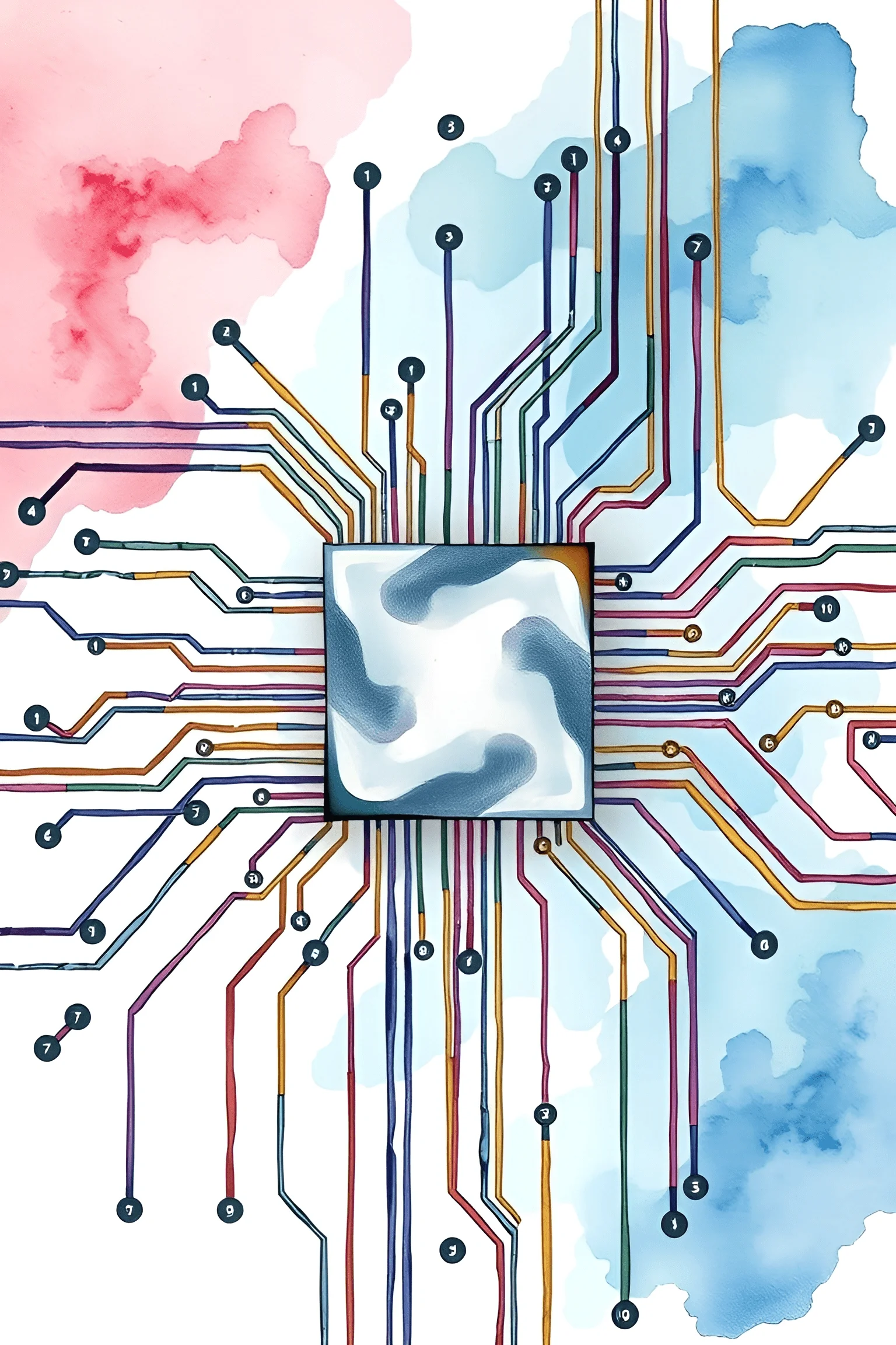 Watercolor Circuit Board Illustration - Free Download - AI Scribbles