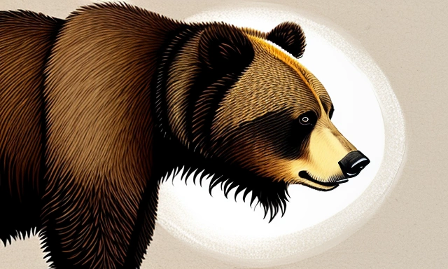 a drawing of a bear that is looking at something