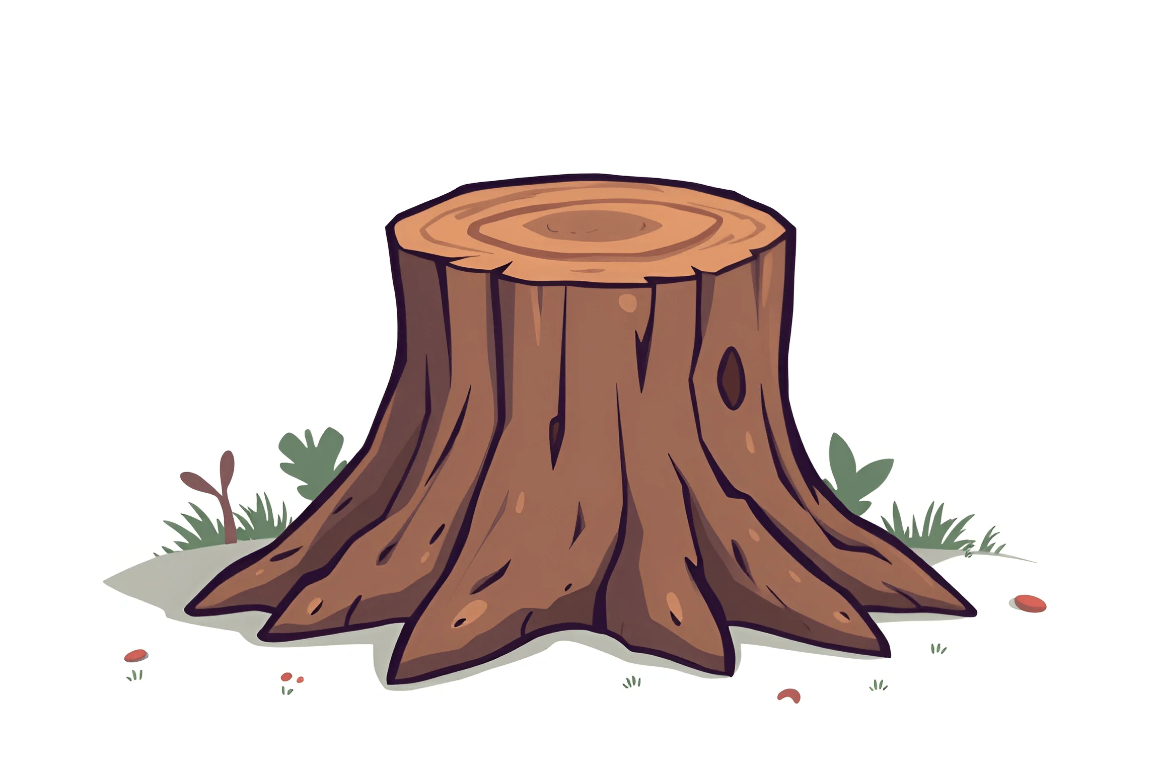 Illustrated Tree Stump With Roots - Free Download - AI Scribbles