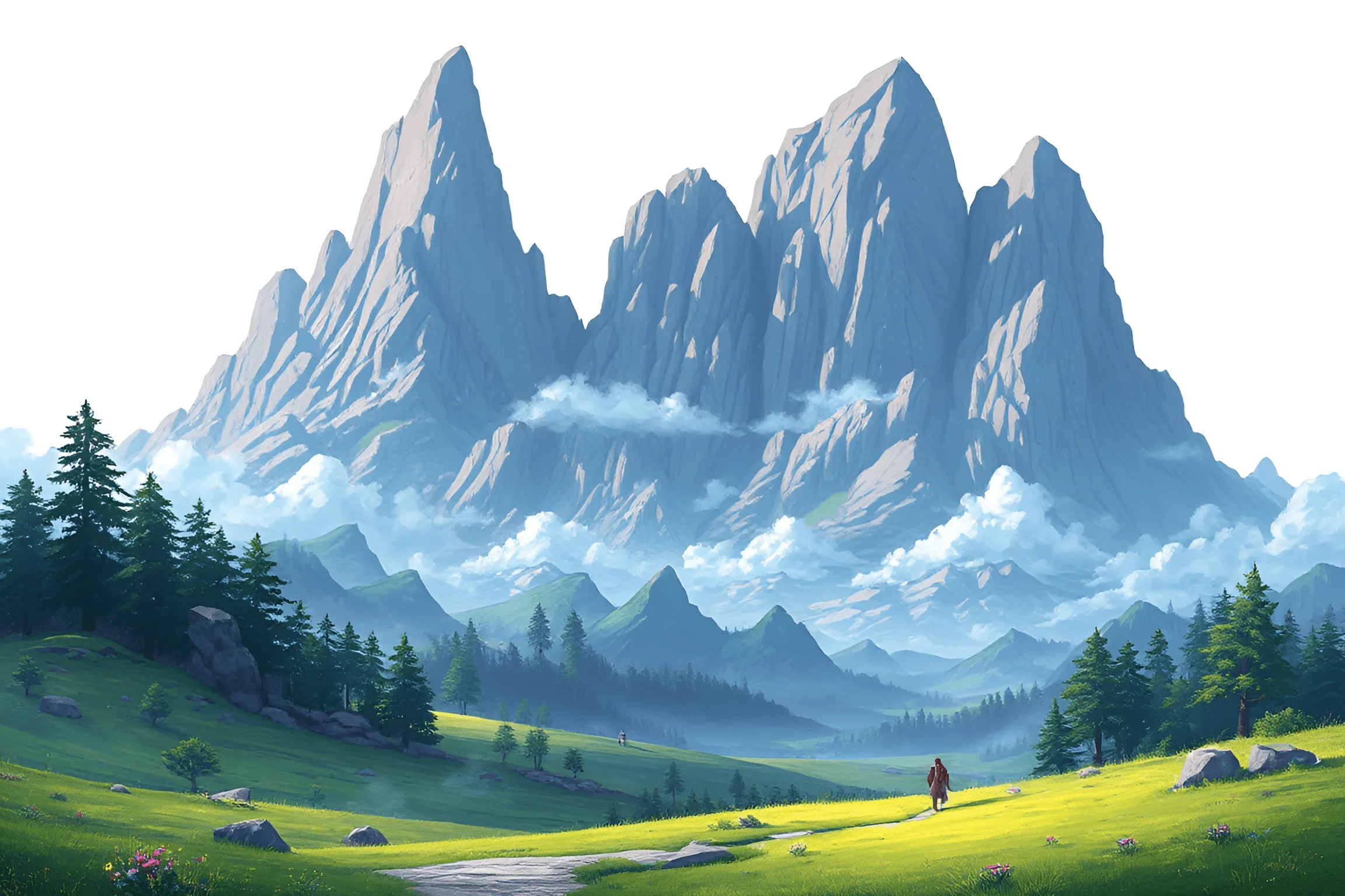 Majestic Mountain Landscape with Lush Green Meadows - Free Download ...