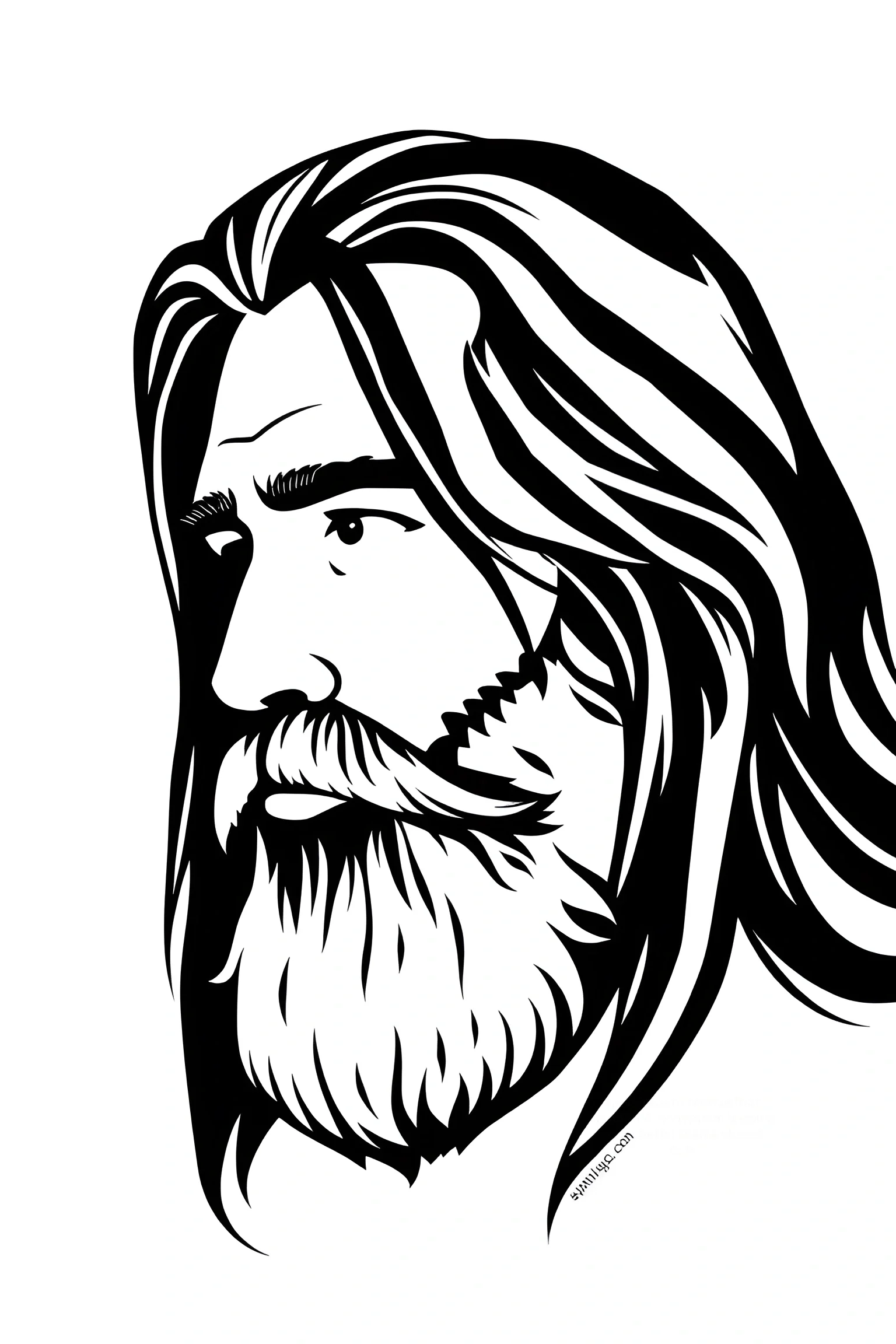 Black and White Side Profile of Bearded Man Line Art - Free Download ...