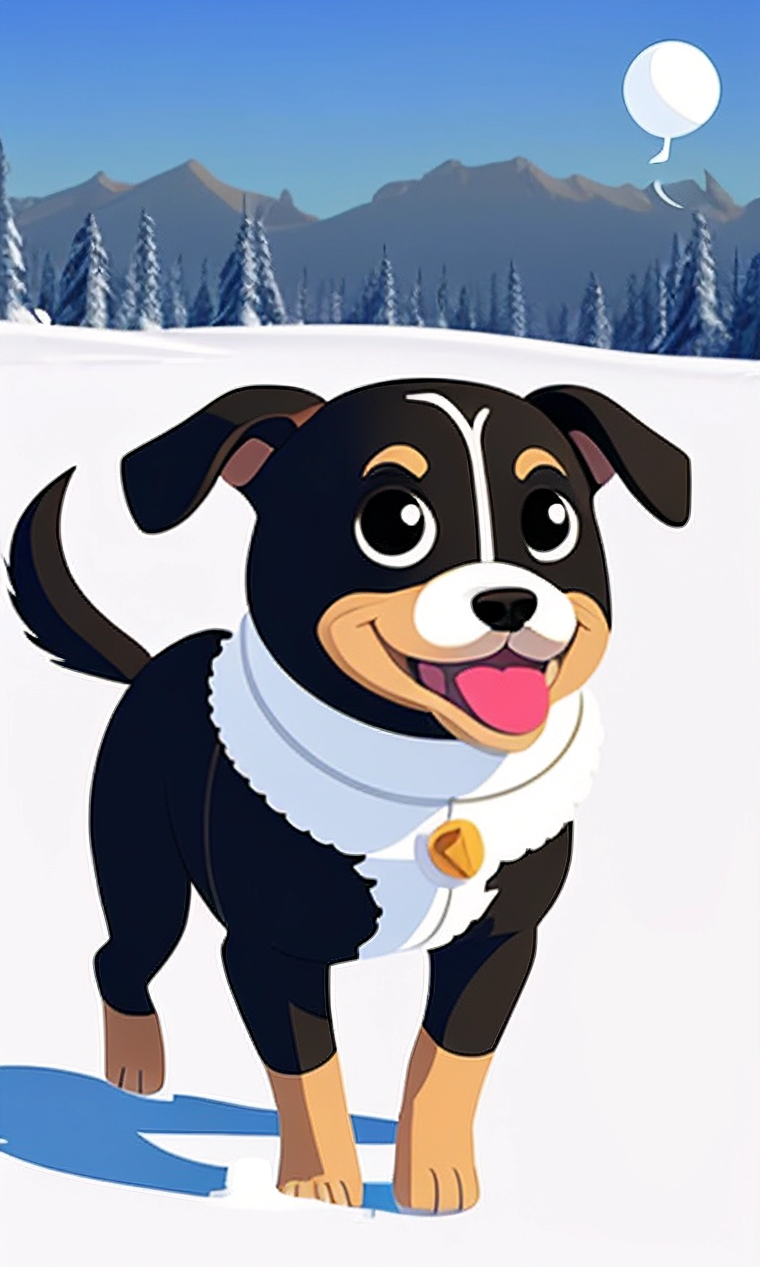 Happy Cartoon Dog in Snow - Free Download - AI Scribbles