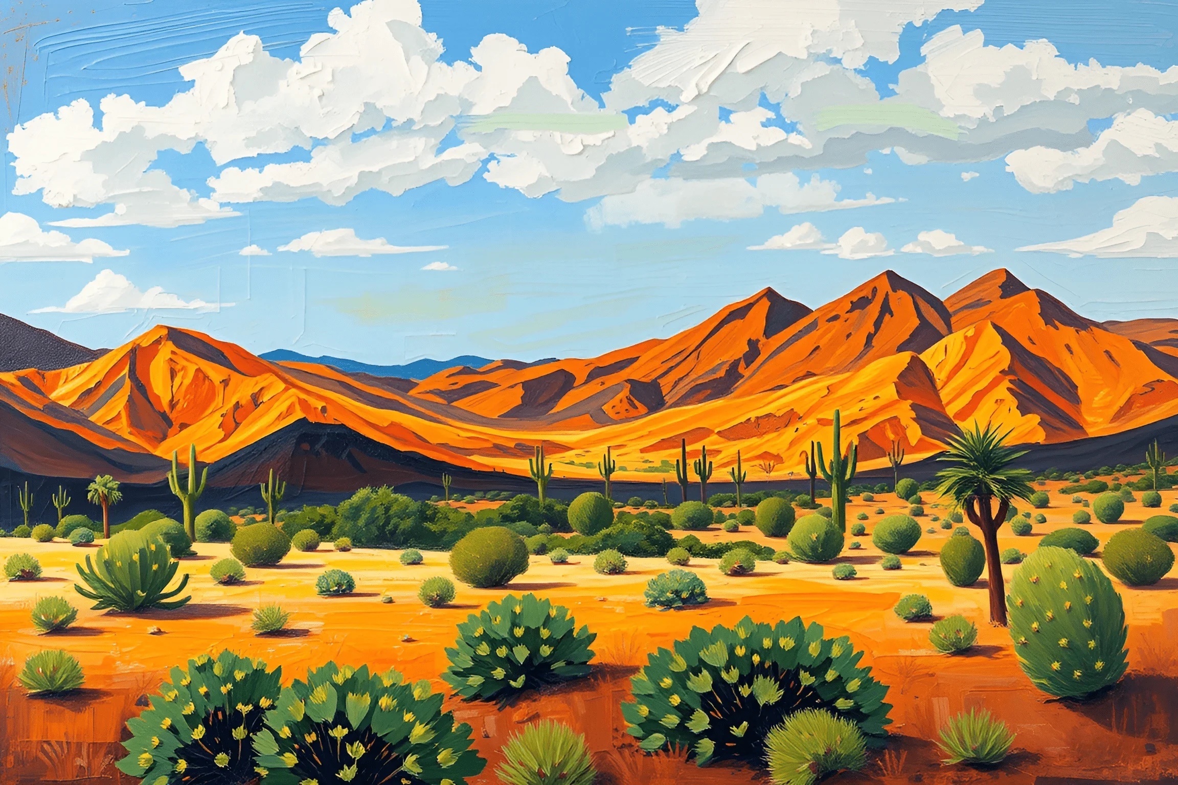 Desert Landscape with Mountains - Free Download - AI Scribbles