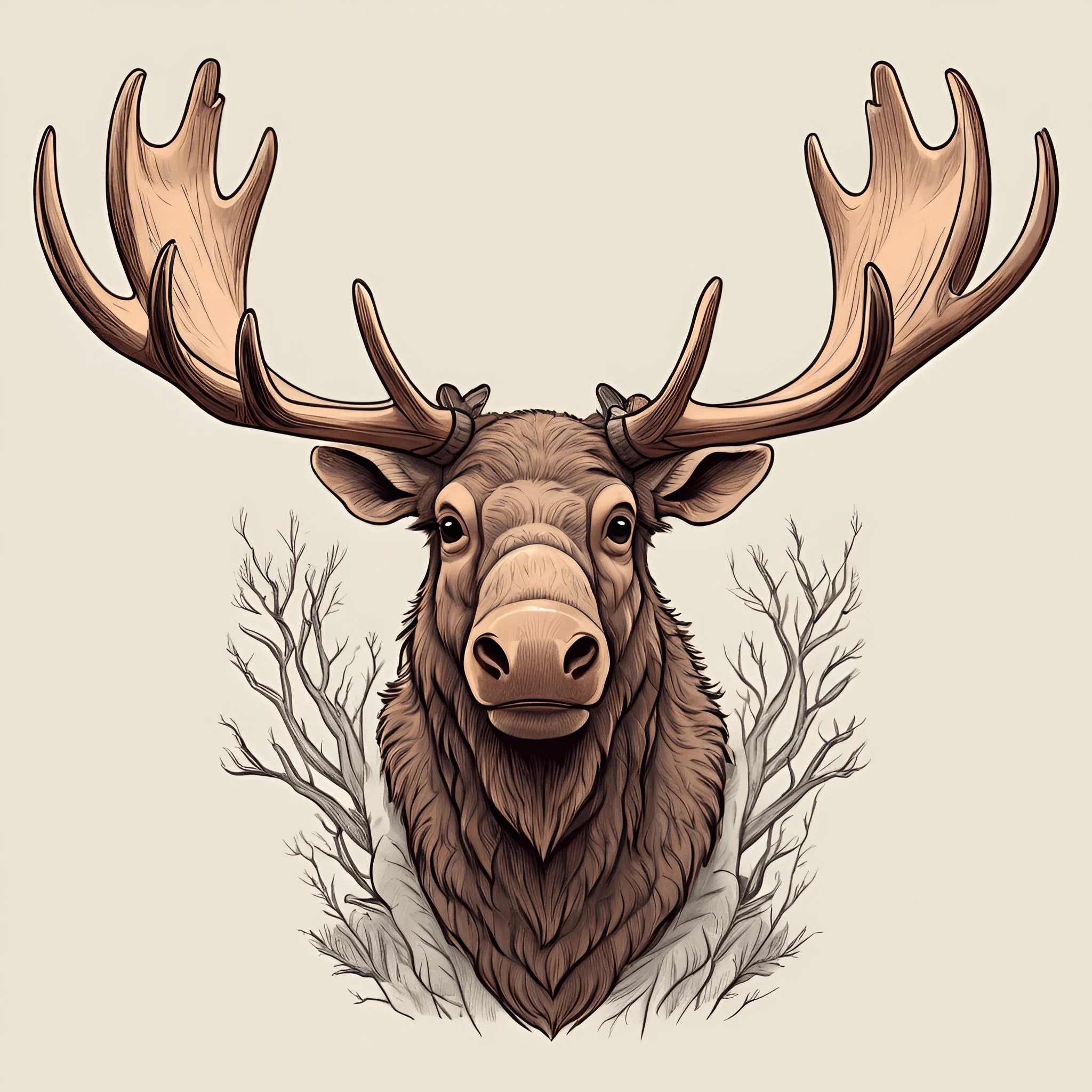 Illustration of a Moose Head - Free Download - AI Scribbles