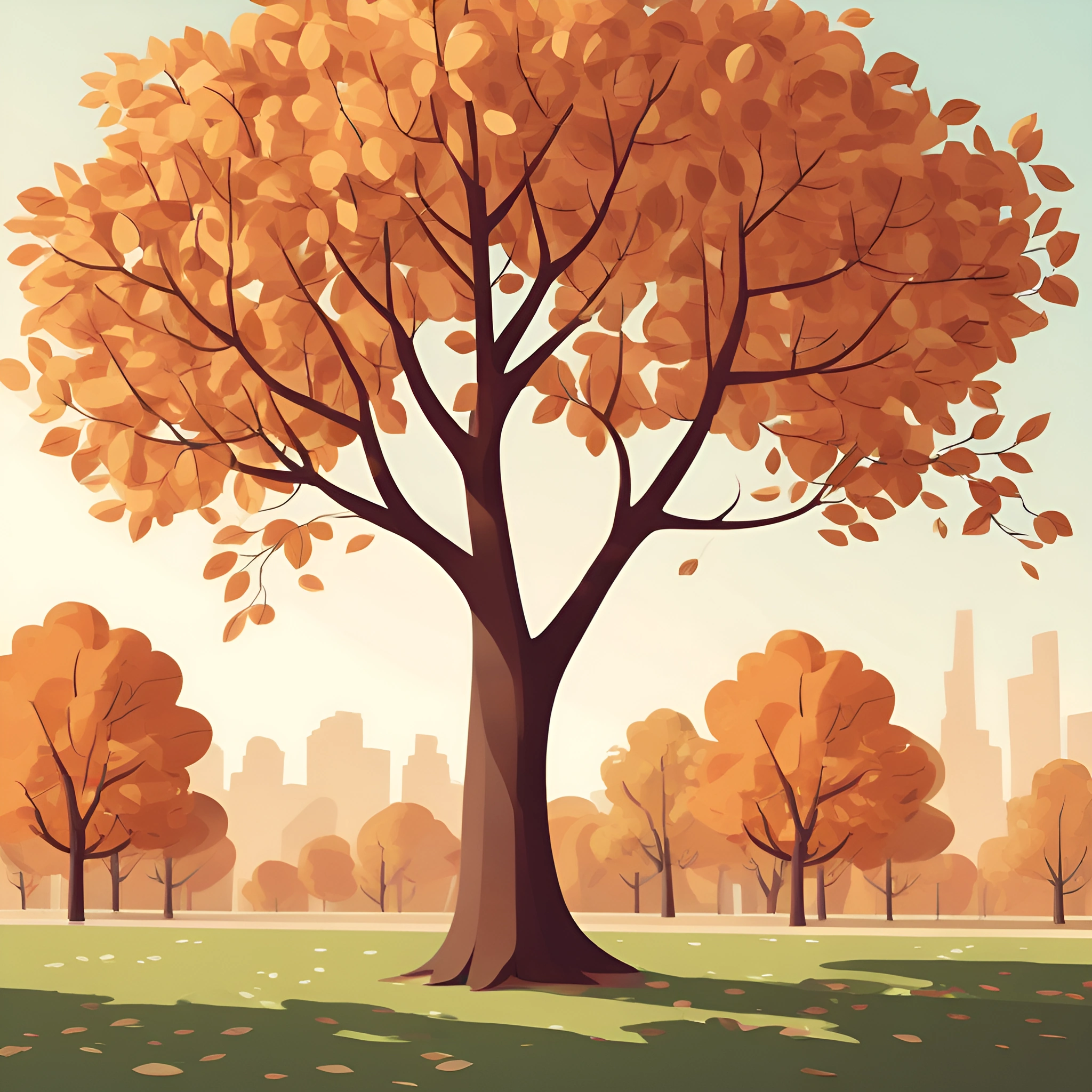 Autumn Landscape with Golden Trees - Free Download - AI Scribbles