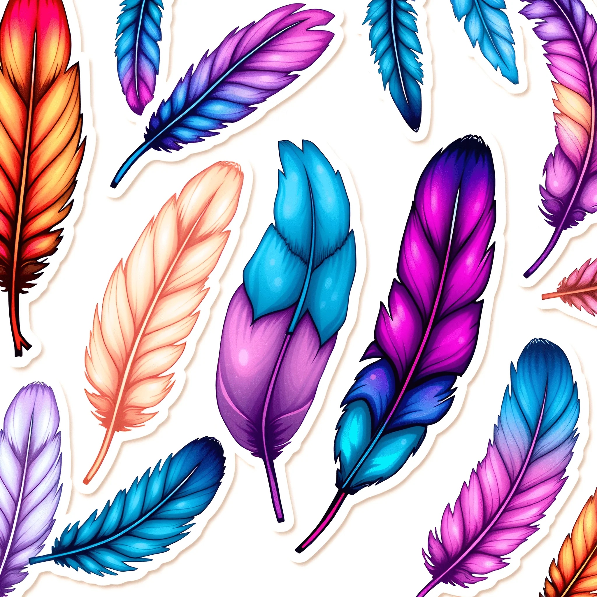 Colorfull Feather Design Colorful Feather Patterns - Free Download - AI Scribbles
