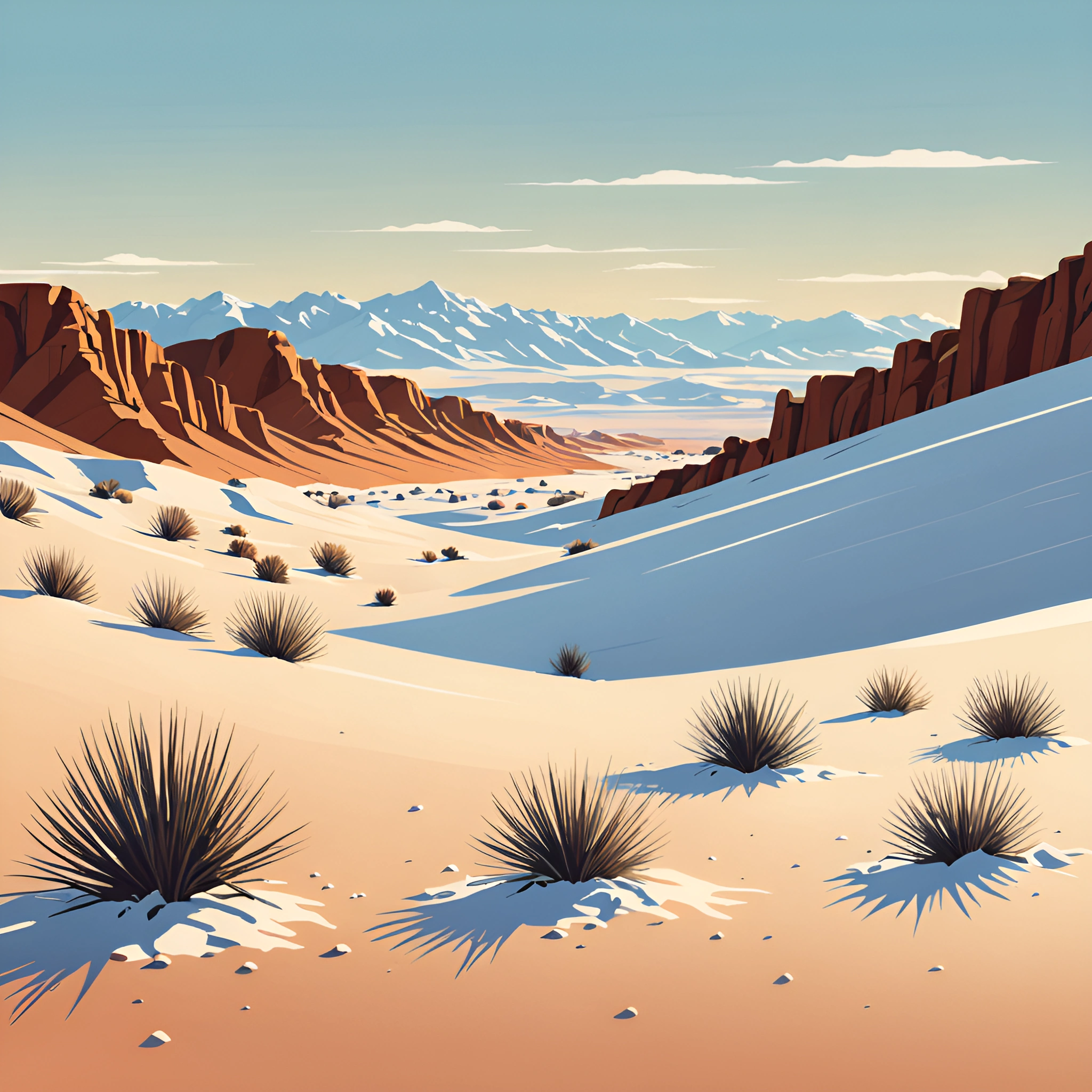 Desert Landscape with Mountains - Free Download - AI Scribbles