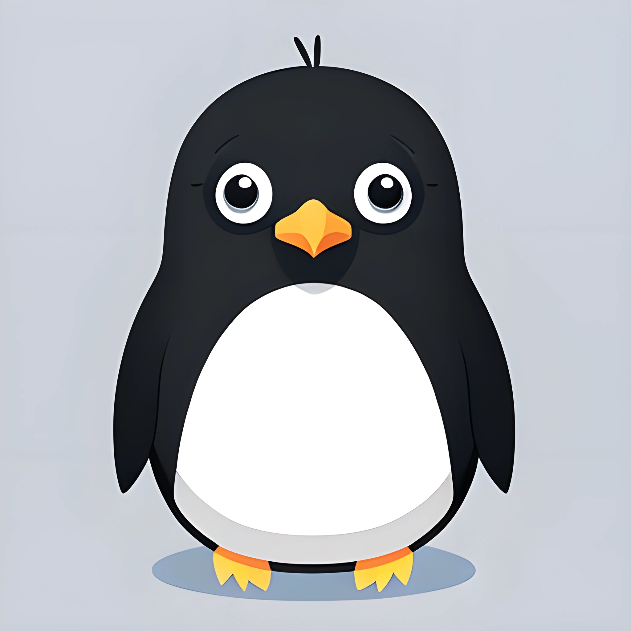 cartoon penguin with a white belly and black wings