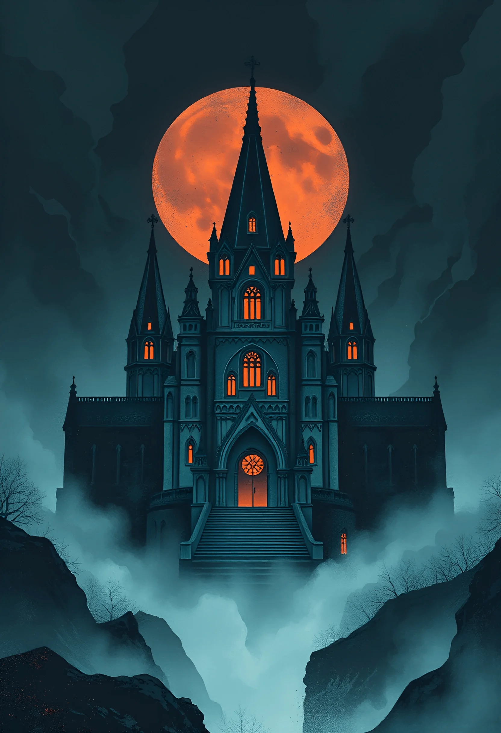 Gothic Castle Under Blood Moon - Free Download - AI Scribbles