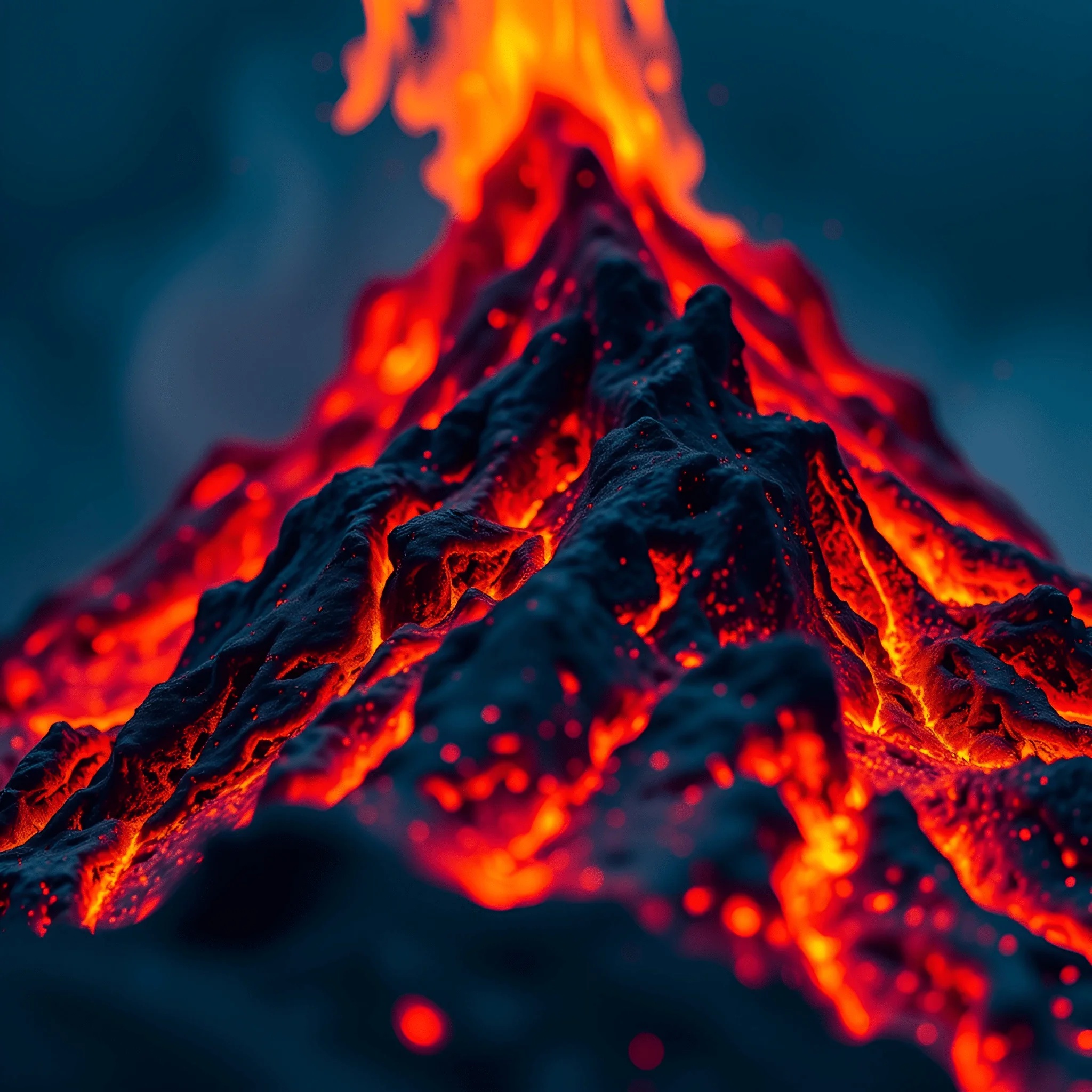 Glowing Lava Flow on Volcanic Rock Surface - Free Download - AI Scribbles