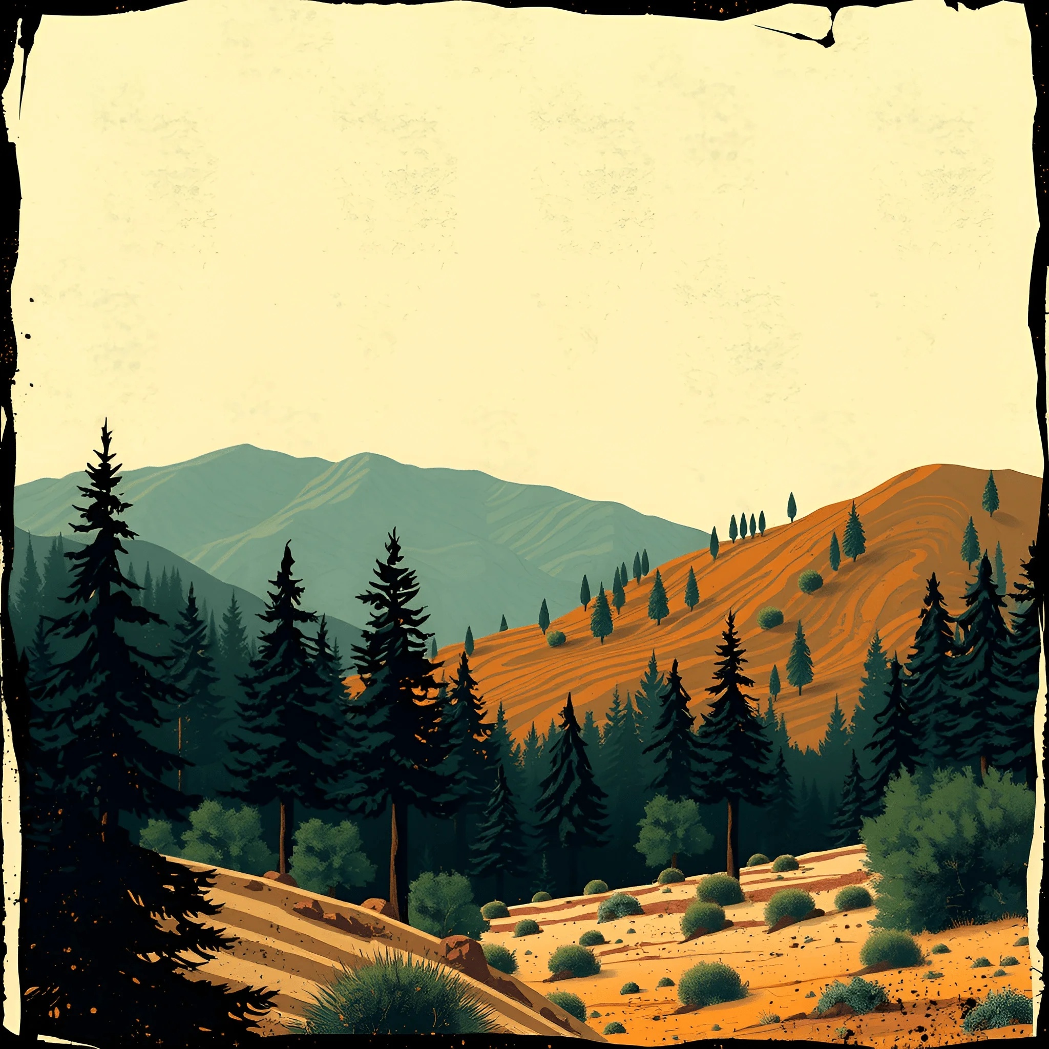 Mountain Landscape with Pine Trees - Free Download - AI Scribbles