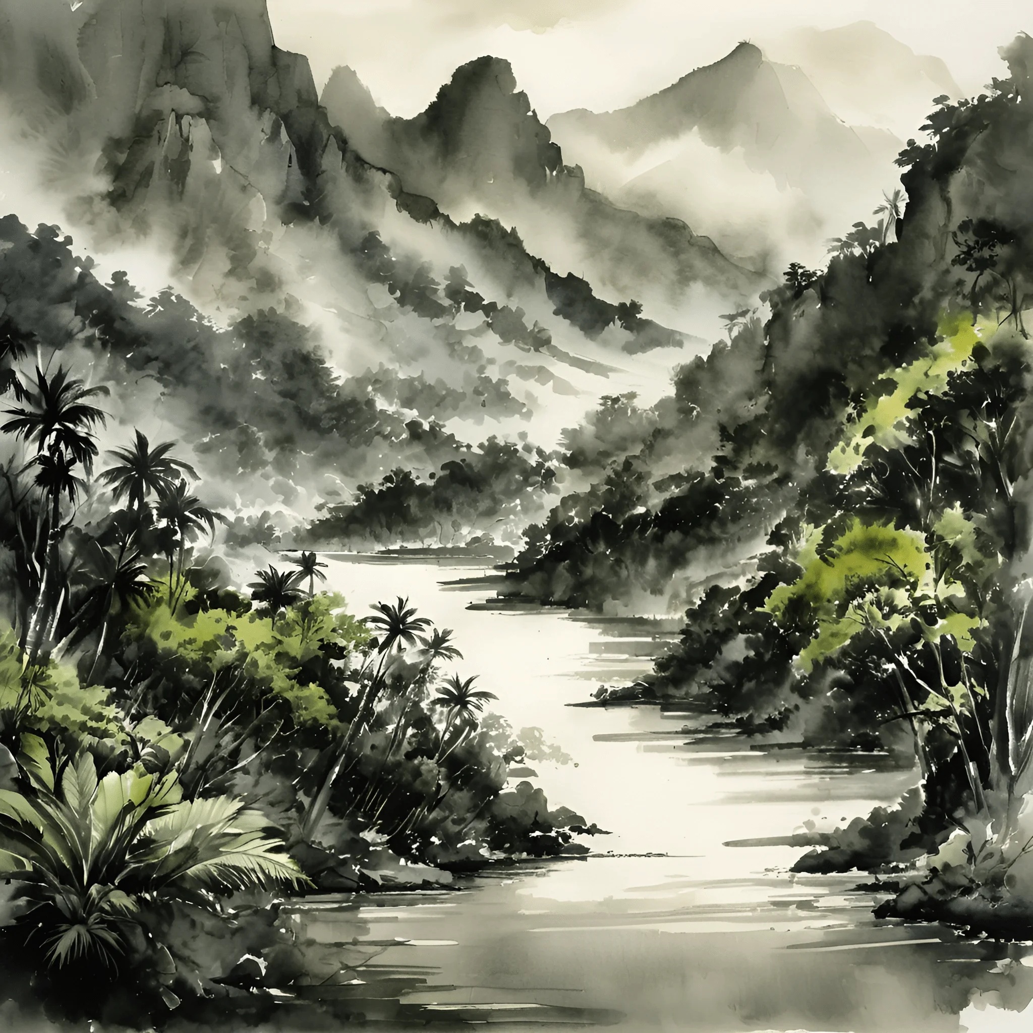 Misty Mountain Landscape - Free Download - AI Scribbles