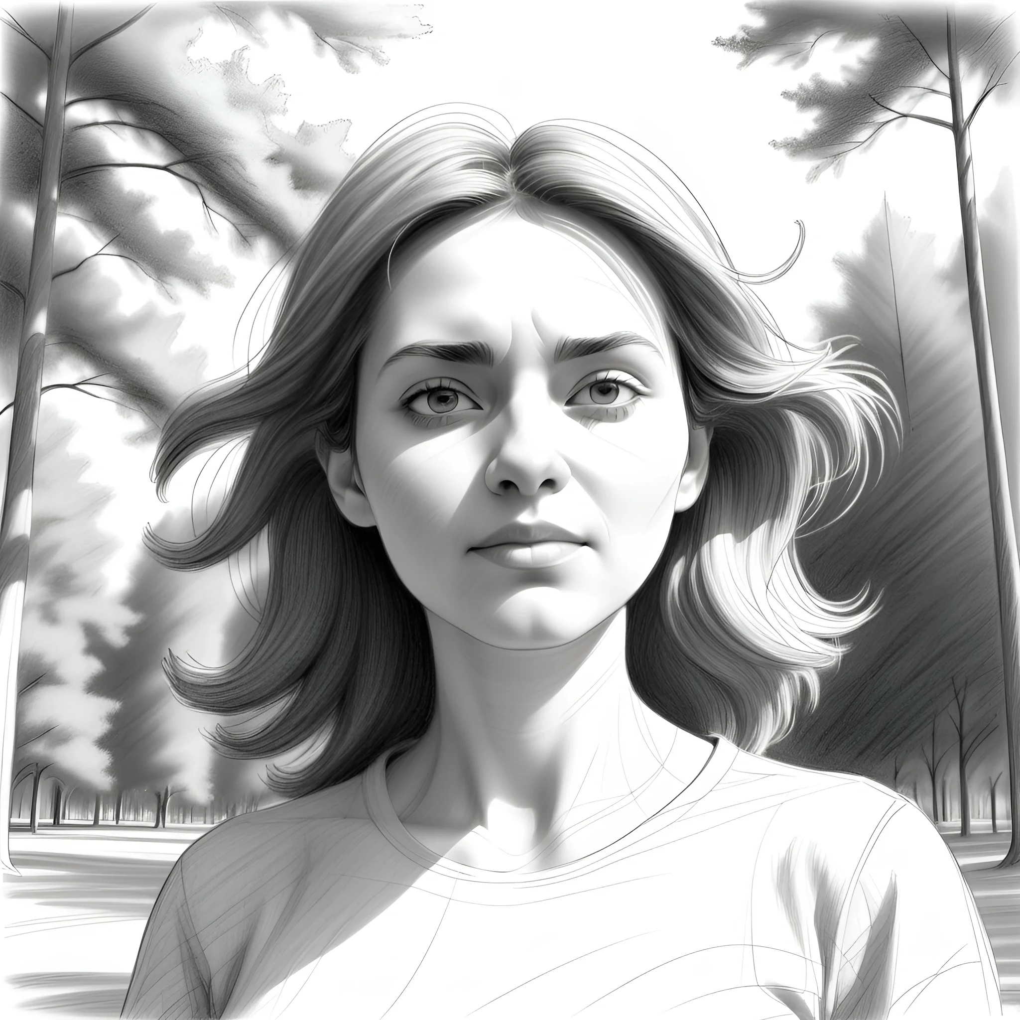 Black and White Portrait of a Young Woman in a Forest - Free Download ...