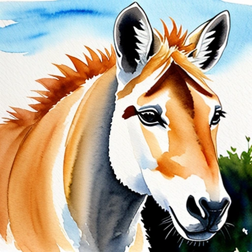 painting of a horse with a brown mane and white face