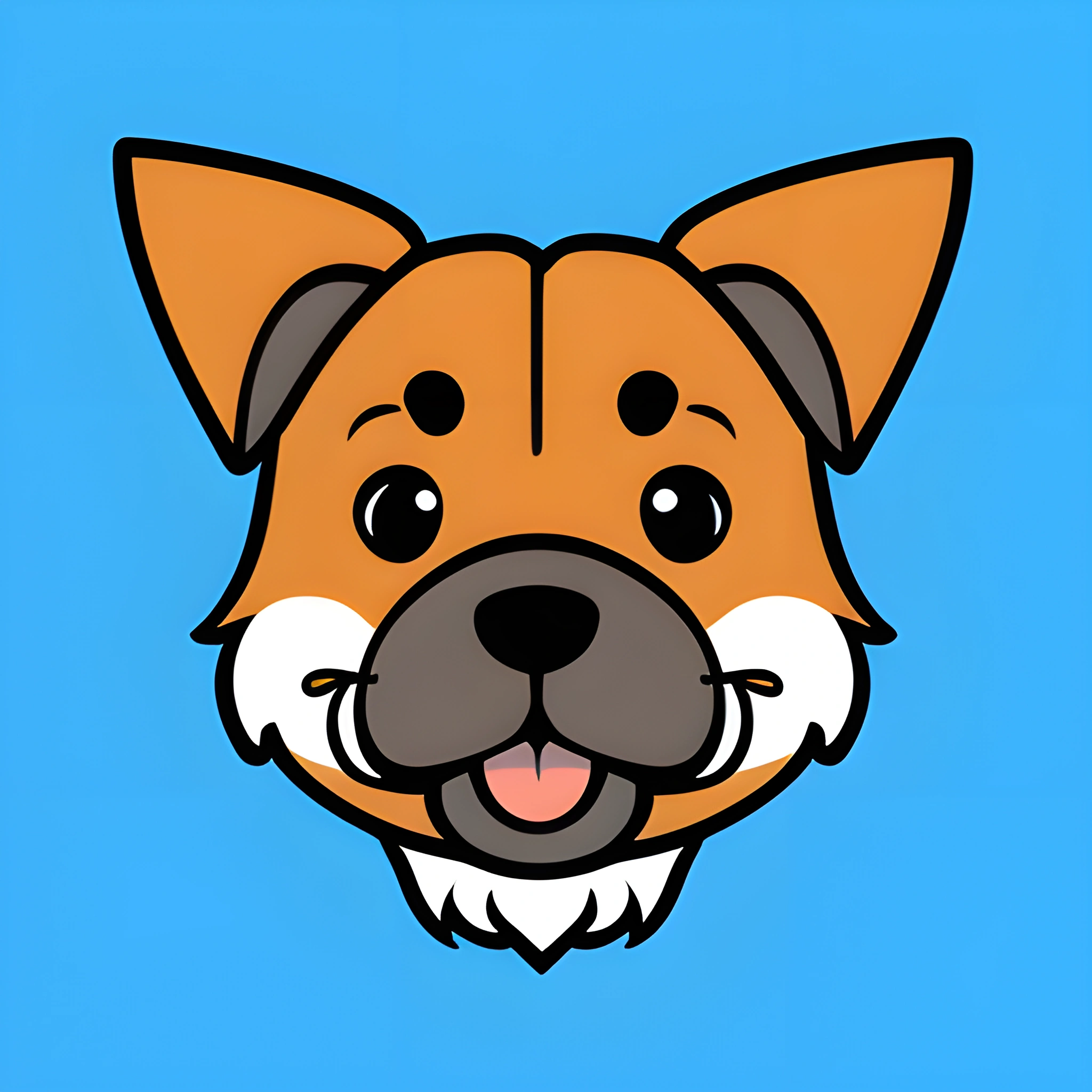 cartoon dog with a big smile on a blue background