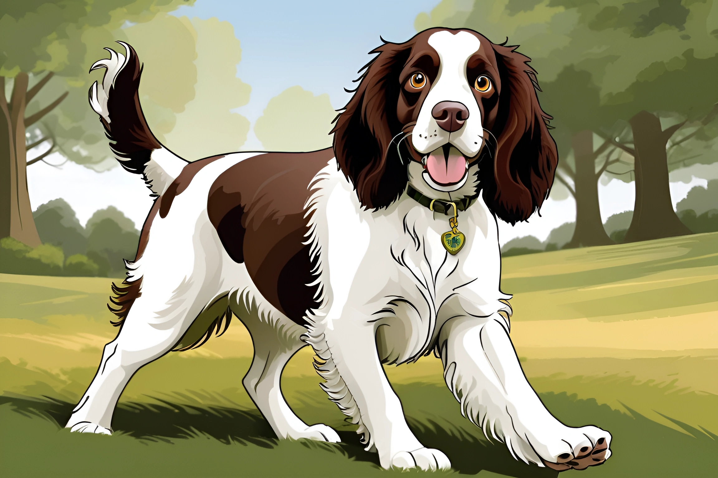 Springer Drawing Playful Cartoon Springer Spaniel - Free Download - AI Scribbles