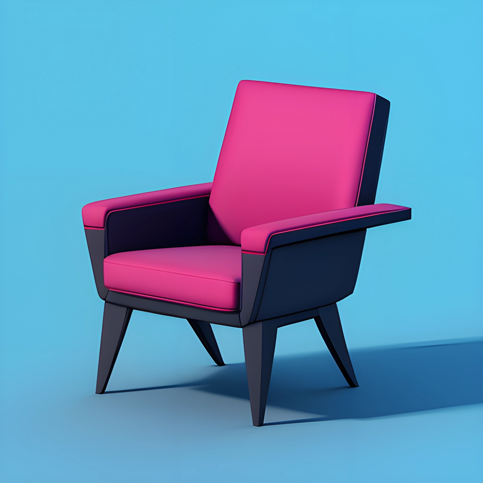 chair with pink upholstered seat against a blue background