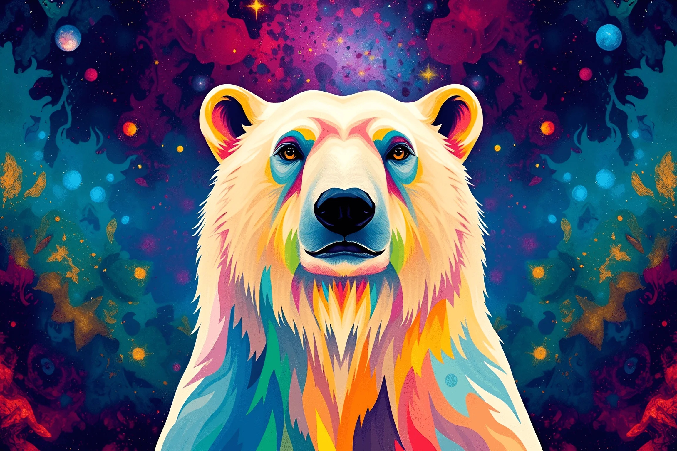 Abstract Multicolor Polar Bear Illustration - Free Download - AI Scribbles