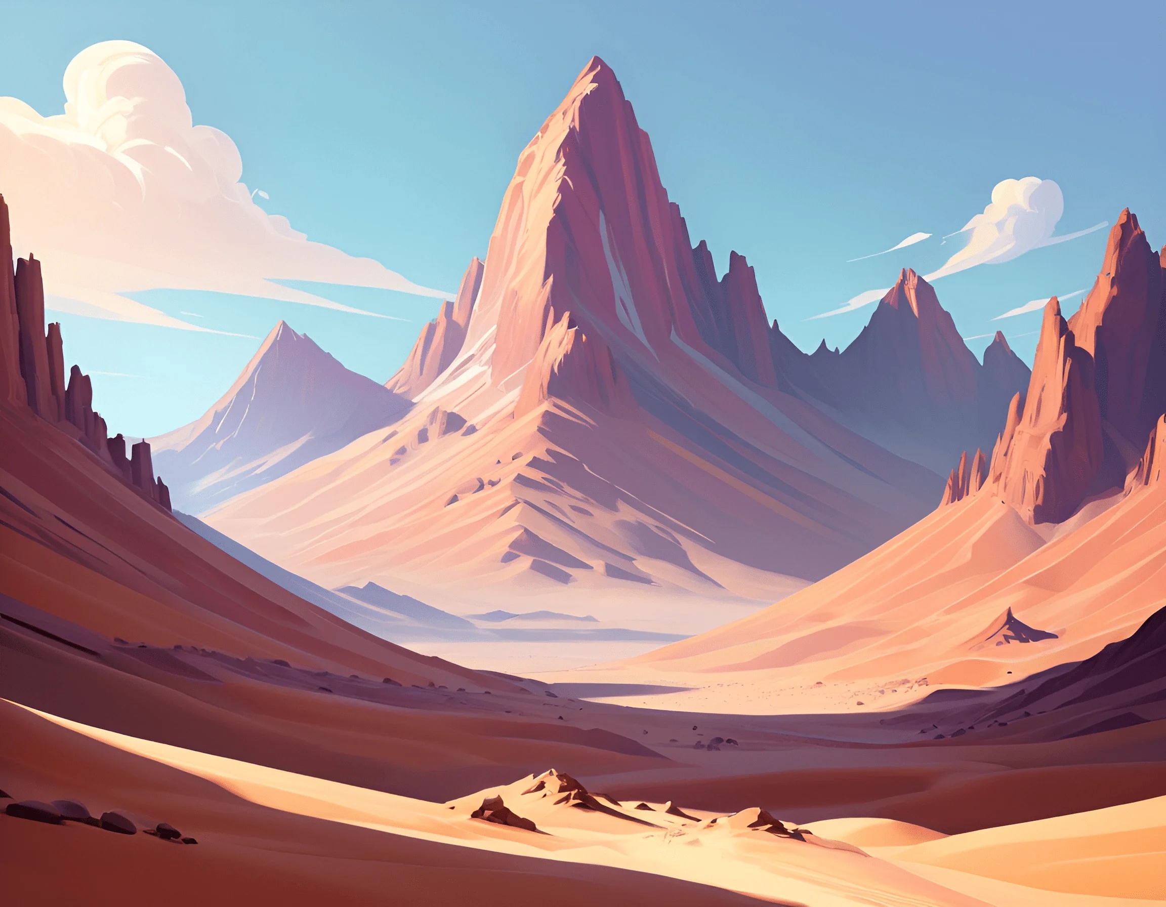 Vibrant Desert Landscape with Majestic Mountains - Free Download - AI ...