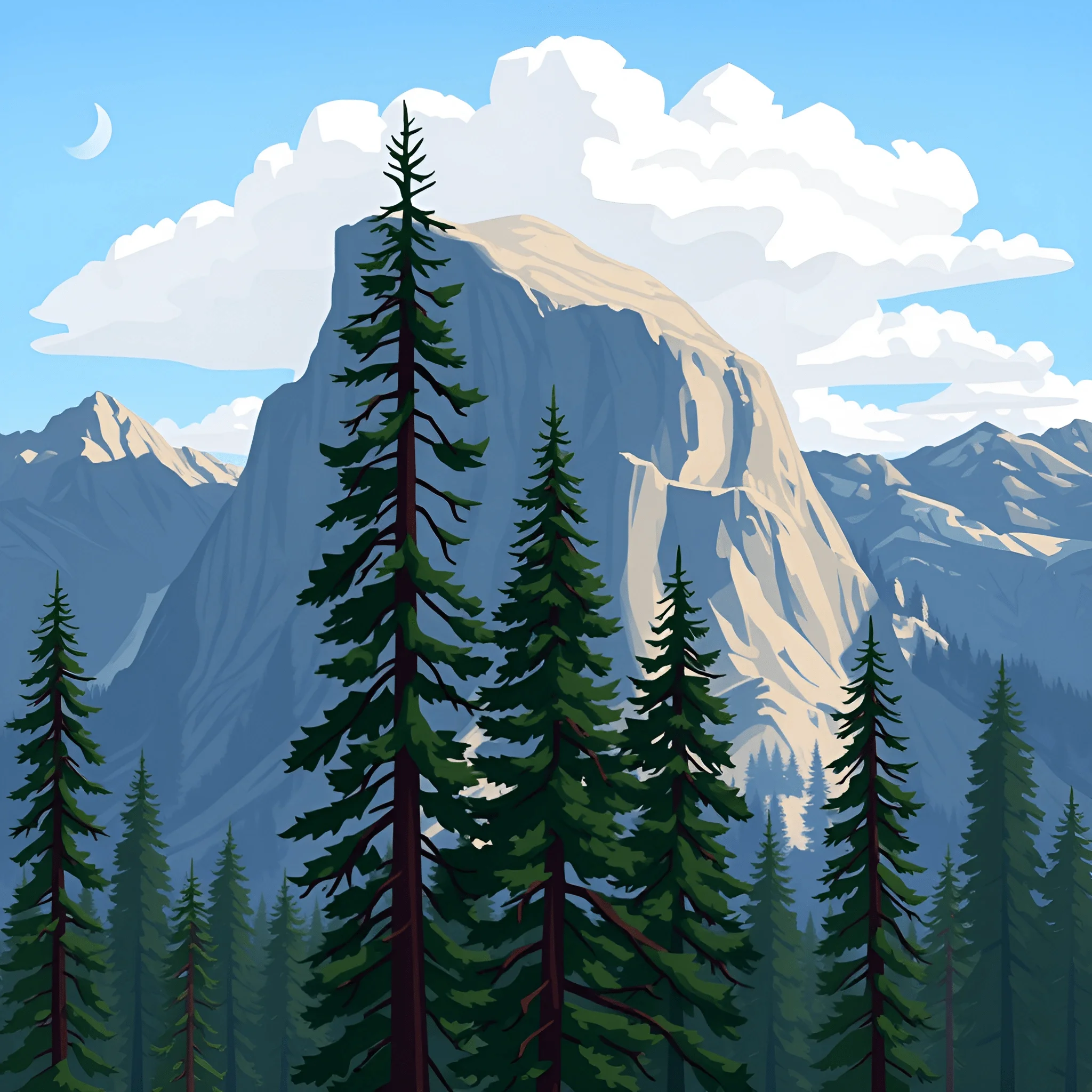 Mountain Landscape with Pine Trees - Free Download - AI Scribbles