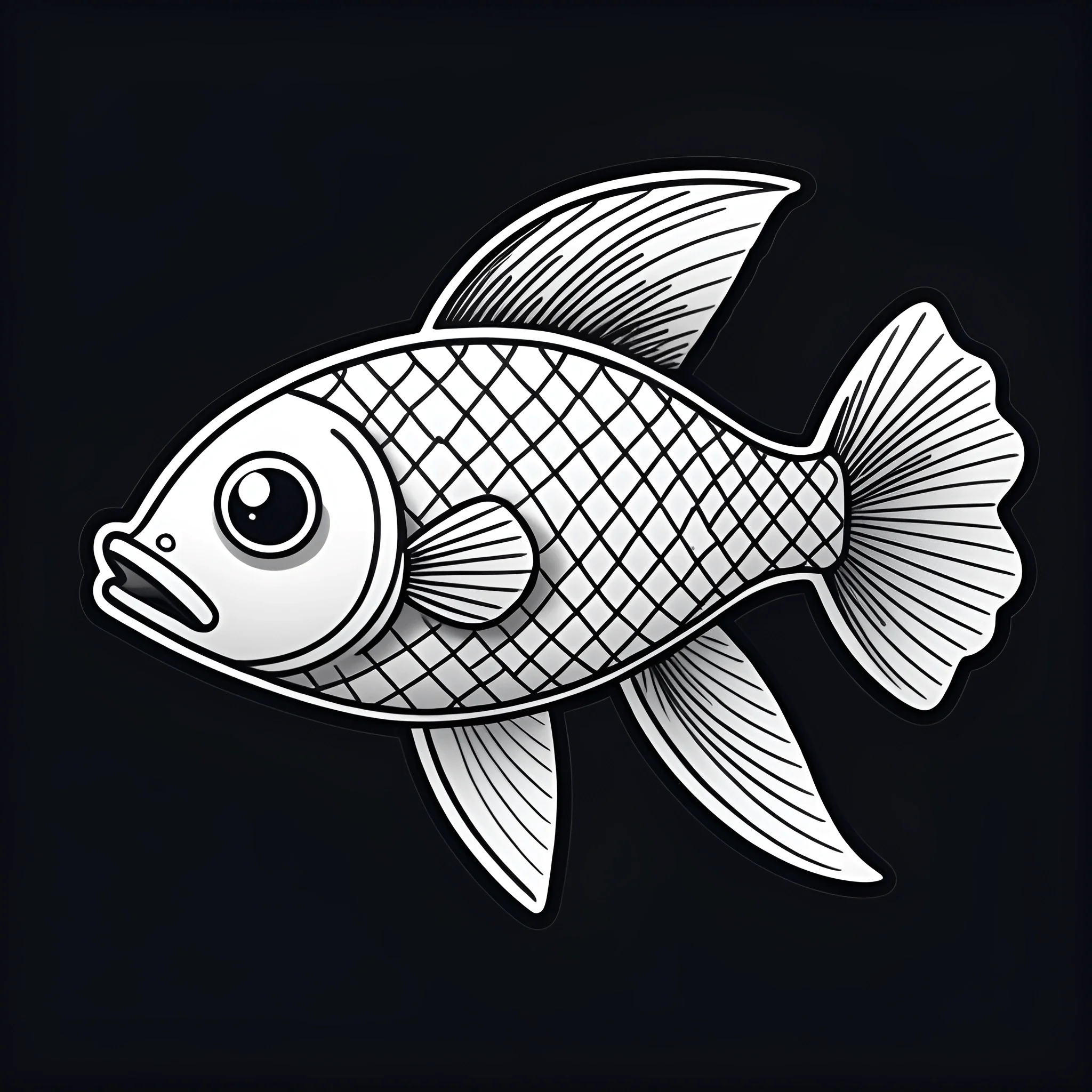 Black and White Fish Drawing - Free Download - AI Scribbles