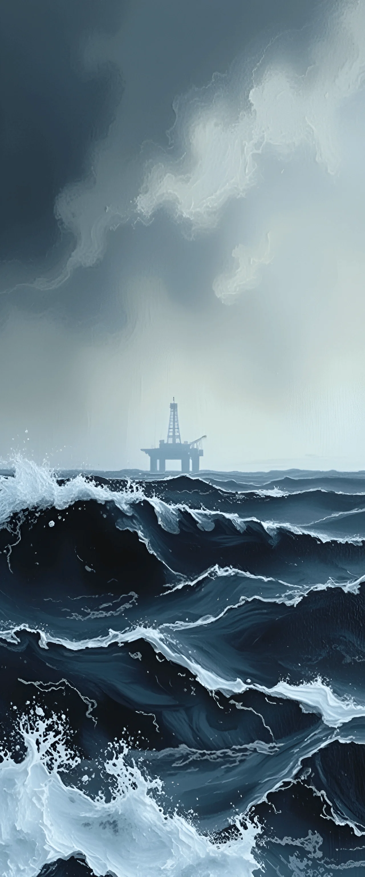 Oil Rigs Rough Surf Offshore Oil Rig Amid Rough Waves - Free Download - AI Scribbles