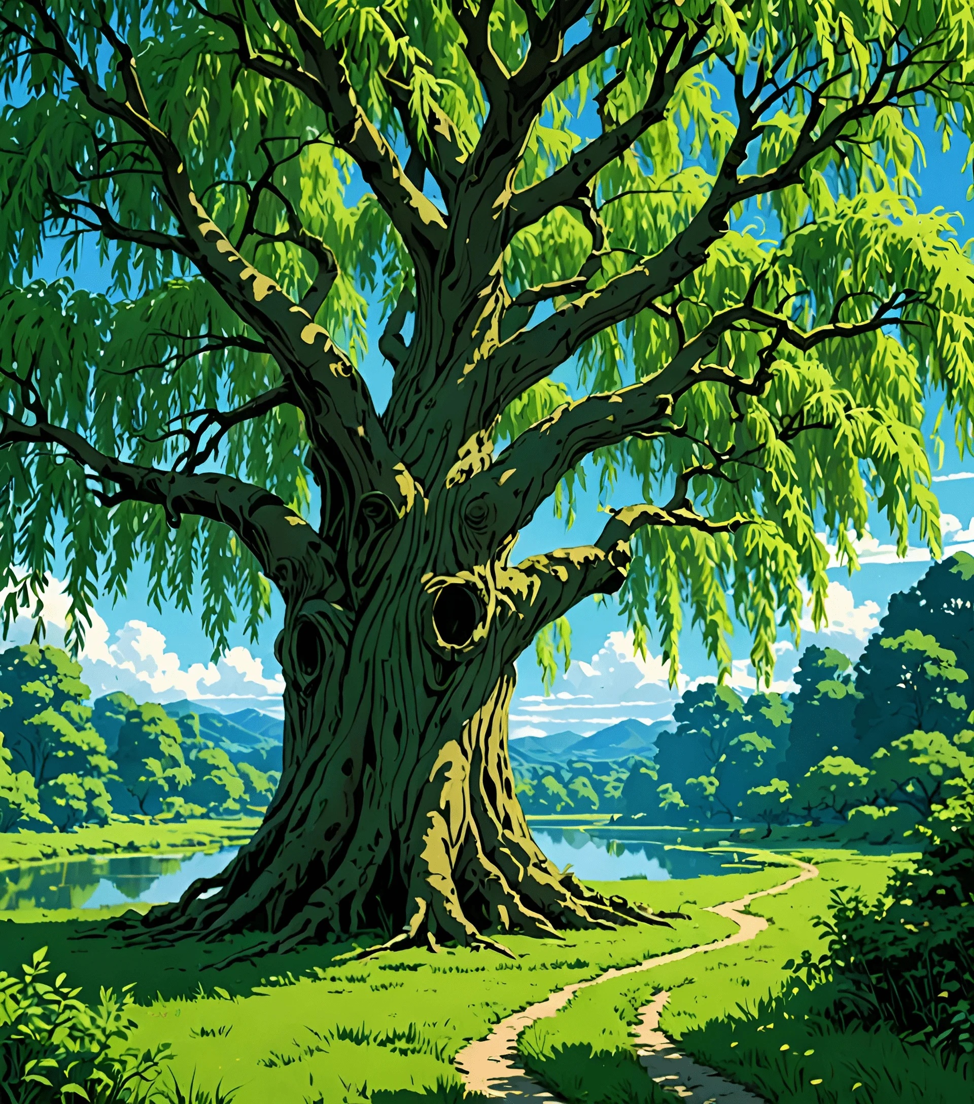 Majestic Tree by the Lake - Free Download - AI Scribbles