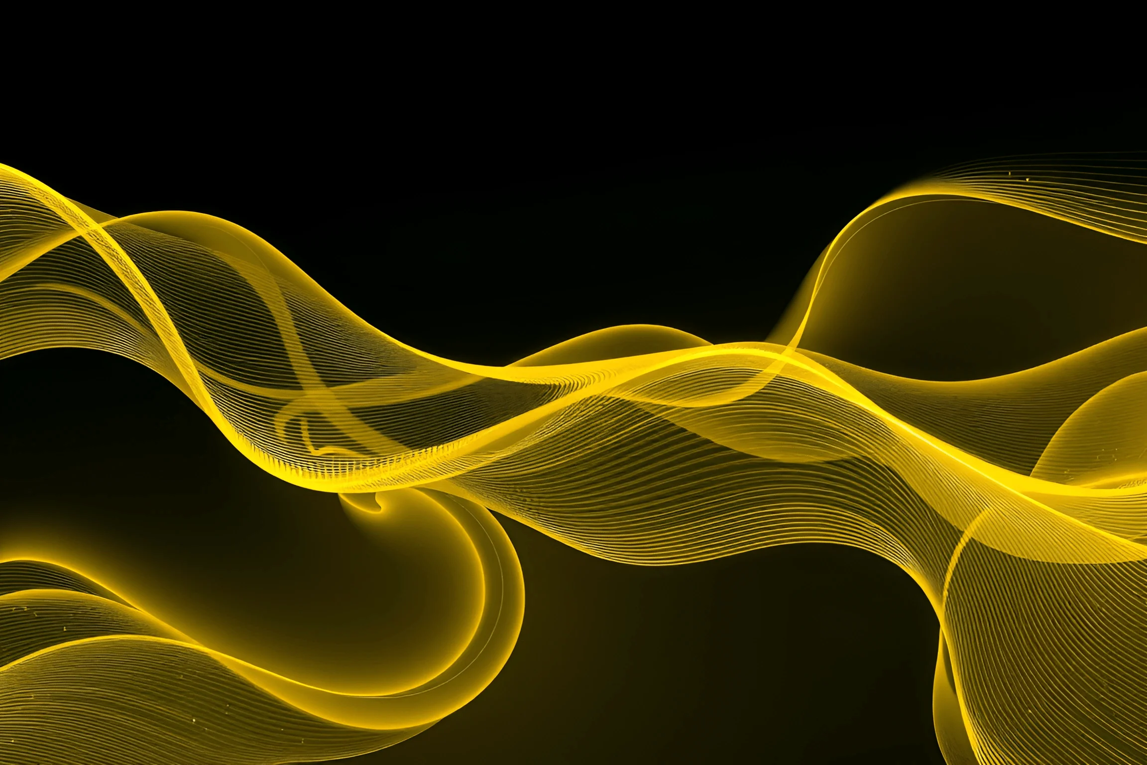 Yellow Abstract Light Rays Yellow Abstract Light Waves On Black Background - Free Download - AI ...